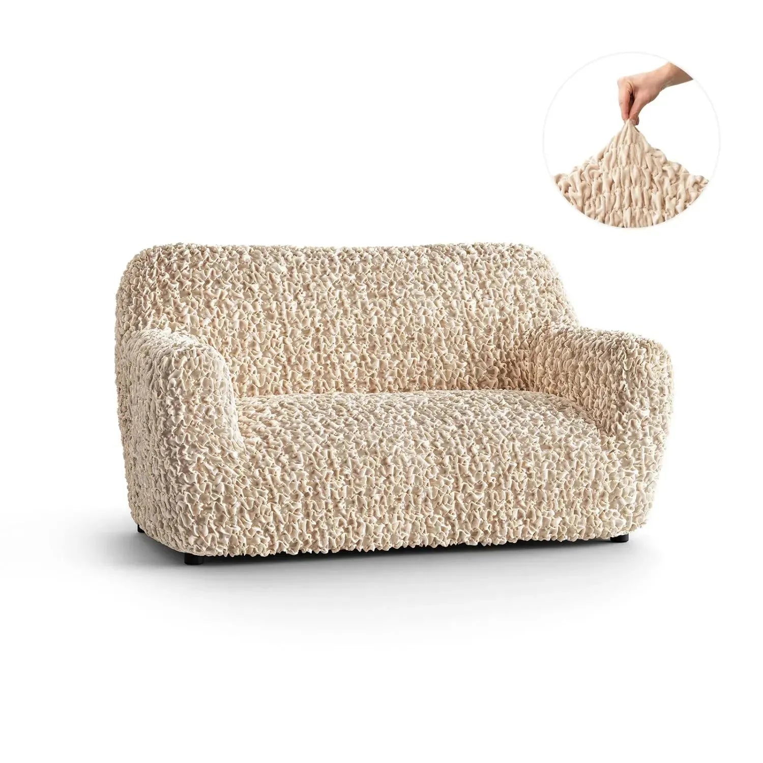 2 Seater Loveseat Slipcover - Fuco Velvet Collection | Soft Stretch Sofa Cover for Living Room, Bedroom & Office