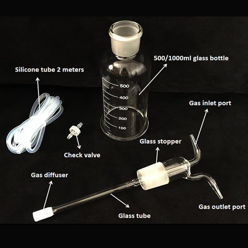 500ml Pure Ozone Glass Bottle Kit with Glass Diffuser for O3 Insufflation Therapy - Professional Ozone Therapy Equipment for Home Use, Detox & Wellness