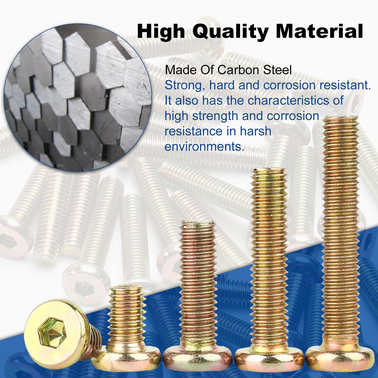 M8-1.25x110mm Hex Socket Flat Head Screws - Carbon Steel Furniture Bolts (10pcs) for DIY & Home Improvement
