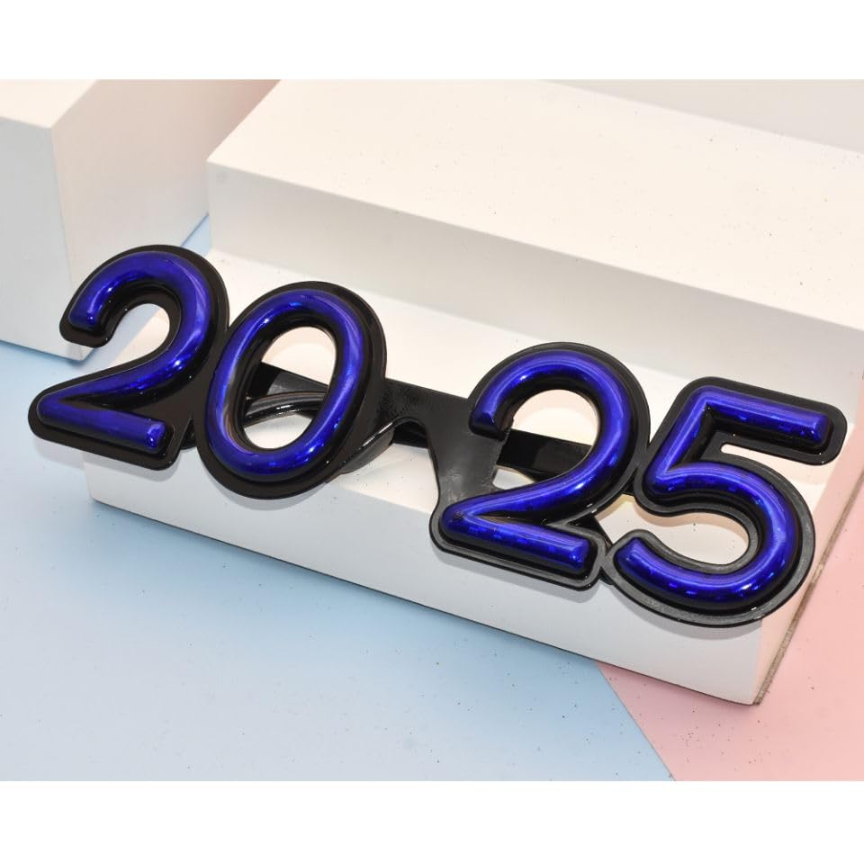 SWYOUN 5PCS 2025 Plastic Party Glasses - New Year's Eve & Graduation Celebration Supplies - Class of 2025 Photo Props for NYE Parties, Graduation Ceremonies & Festive Events