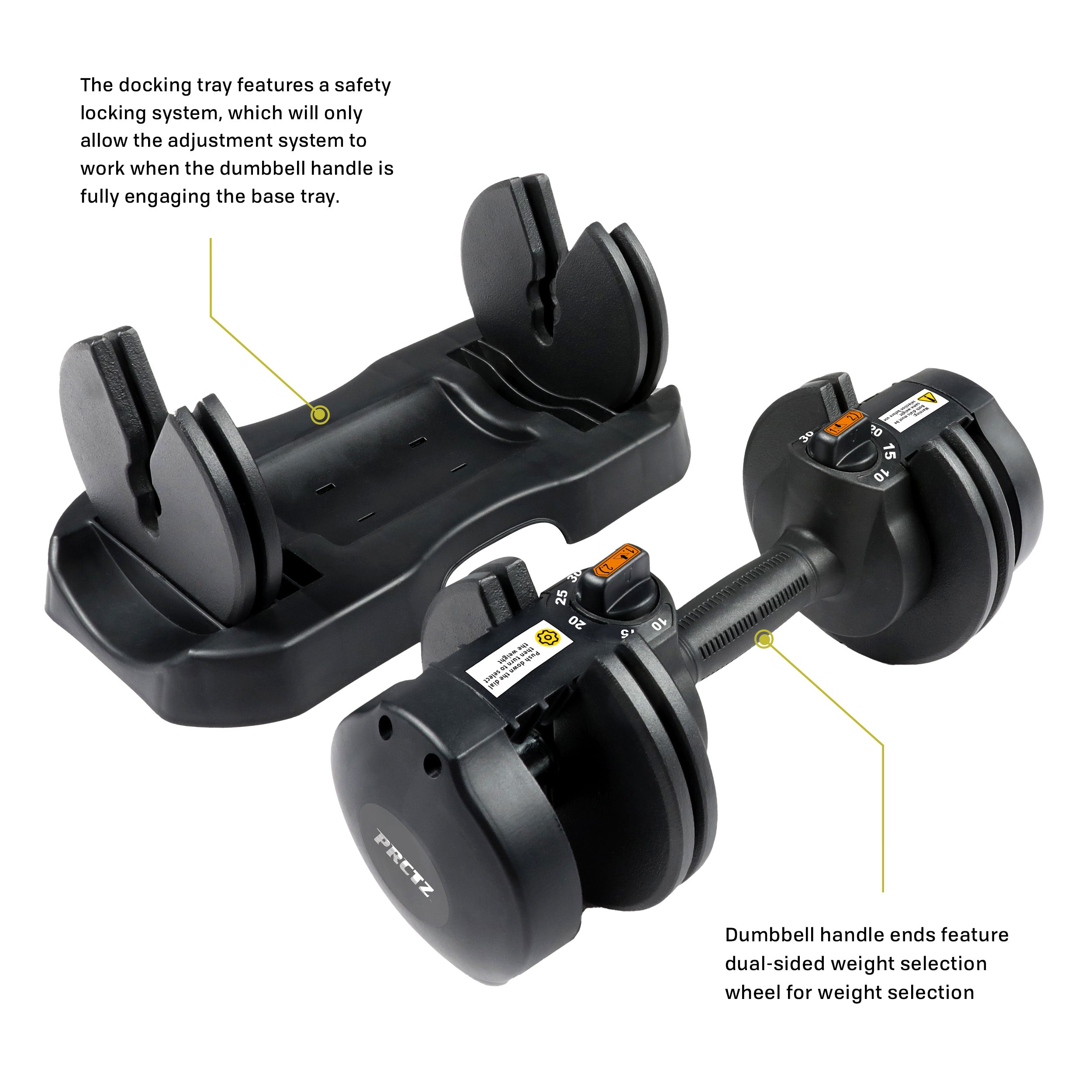 PRCTZ Adjustable Dumbbell Set - 10-30lb Quick Select Weight Pair with Stand for Home Gym Strength Training & Workout