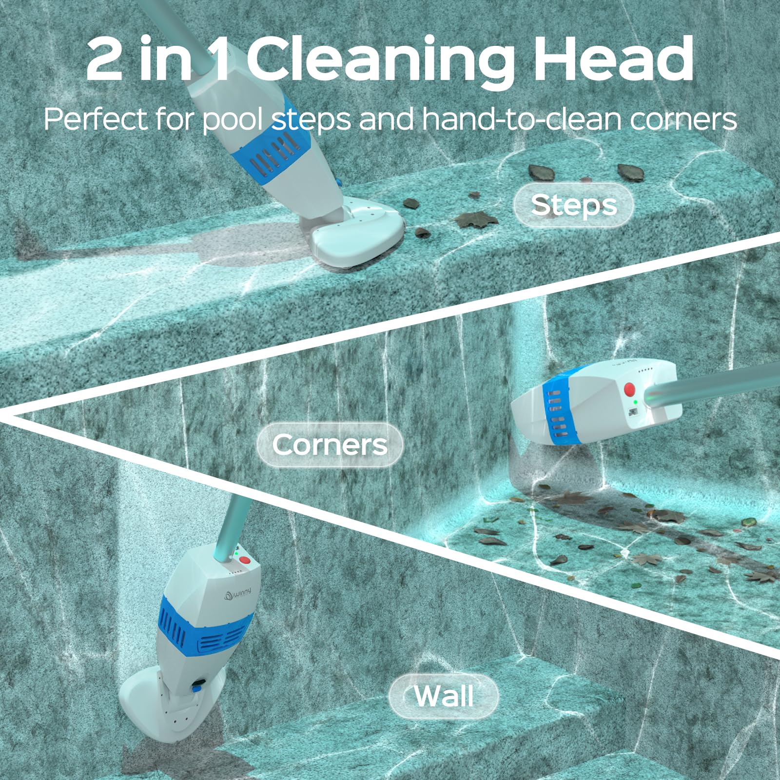 2024 Upgraded Rechargeable Handheld Pool Vacuum for Above Ground Pools - 60 Min Runtime, Telescopic Pole & 2-in-1 Cleaning Head - Ideal for Small Pools, Hot Tubs, Spas, and Ponds - Perfect for Quick Cleaning and Maintenance