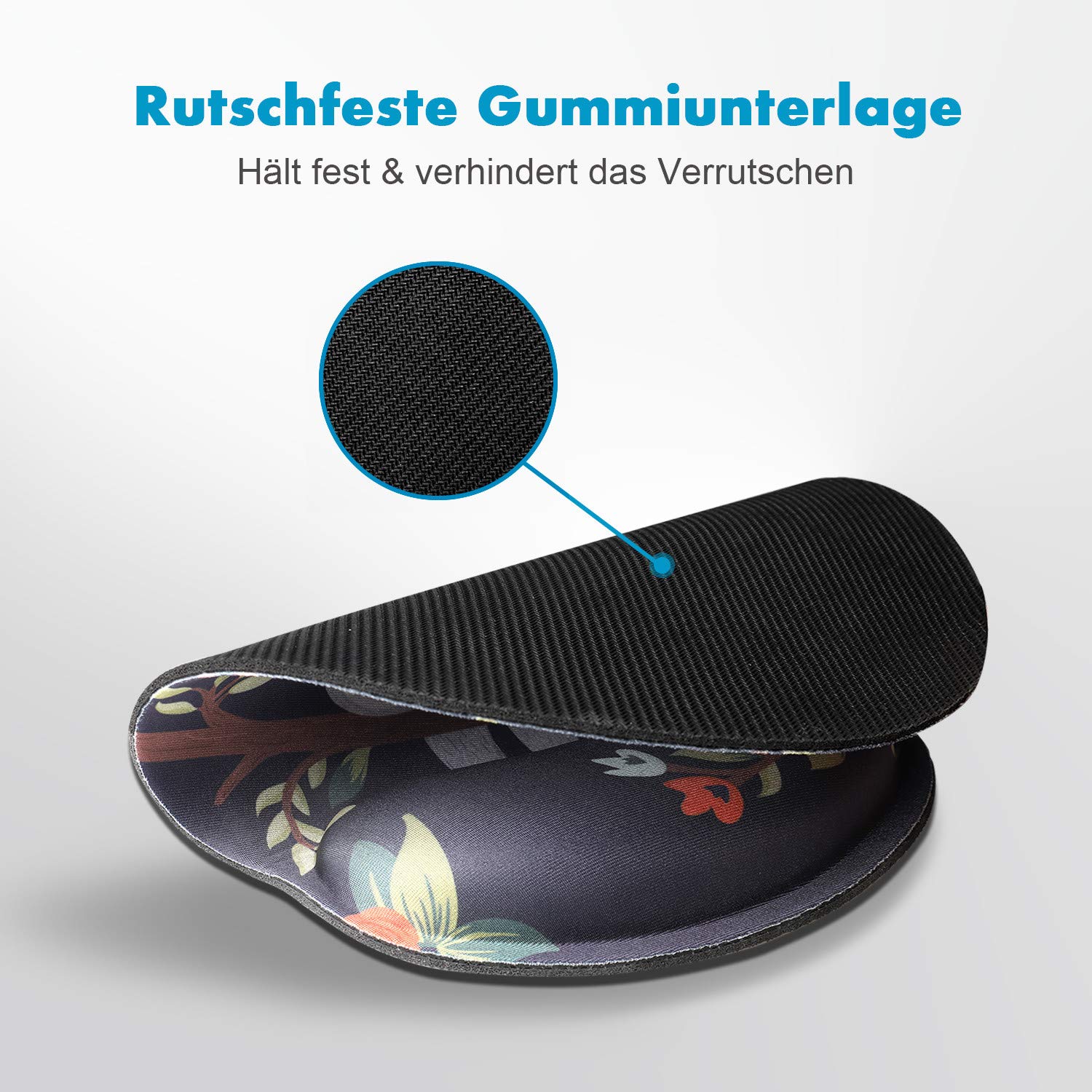 AOKSUNOVA Ergonomic Comfort Mouse Pad with Memory Foam Wrist Rest - Support for Carpal Tunnel & Pain Relief - Perfect for Office, Gaming & Computer Workstations