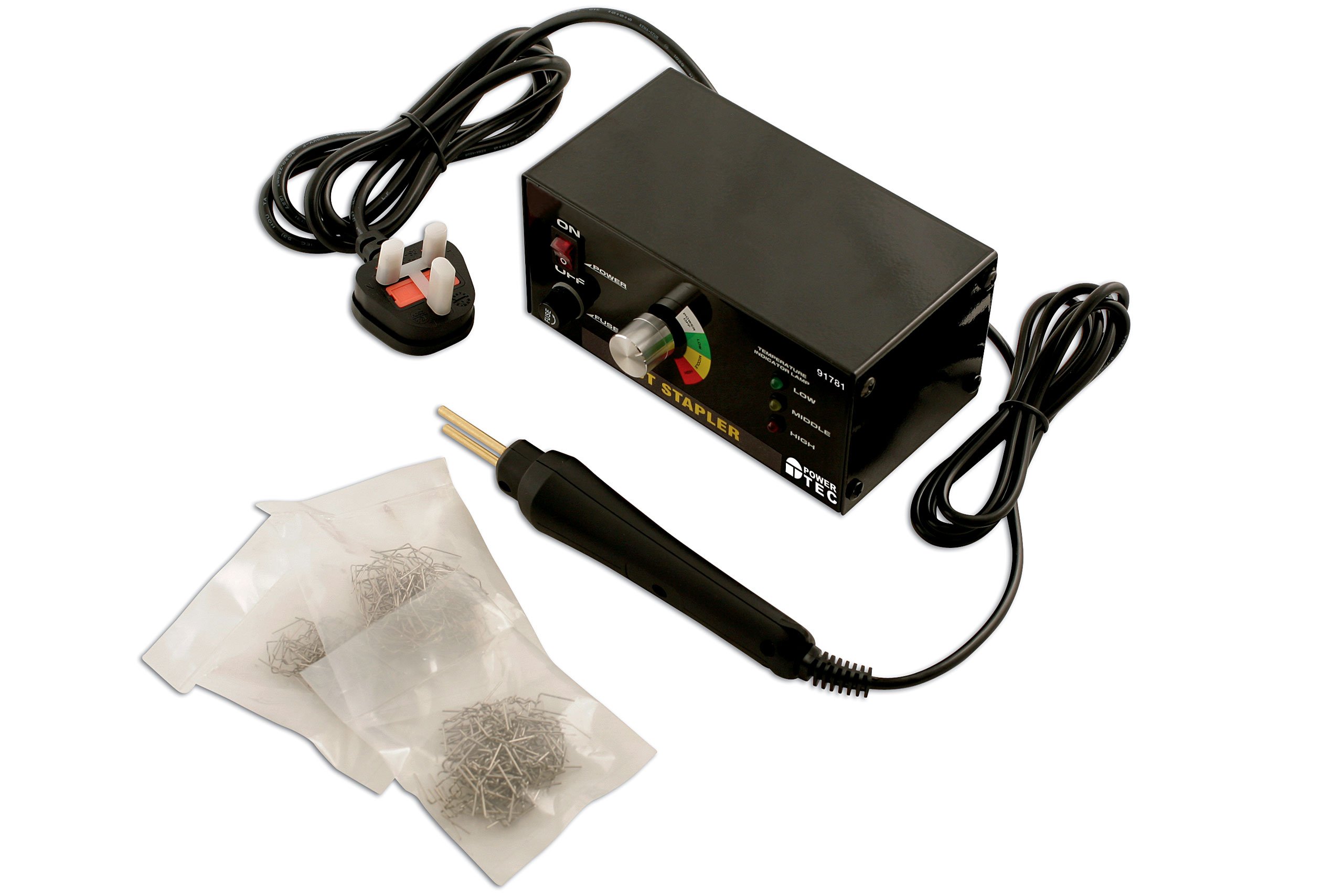 Power-TEC 91781 Hot Stapler Plastic Welding Kit - Professional Plastic Repair Tool for Car Bumpers, Dashboards & Household Items | Durable Plastic Welder for DIY Auto Body Repairs & Home Maintenance