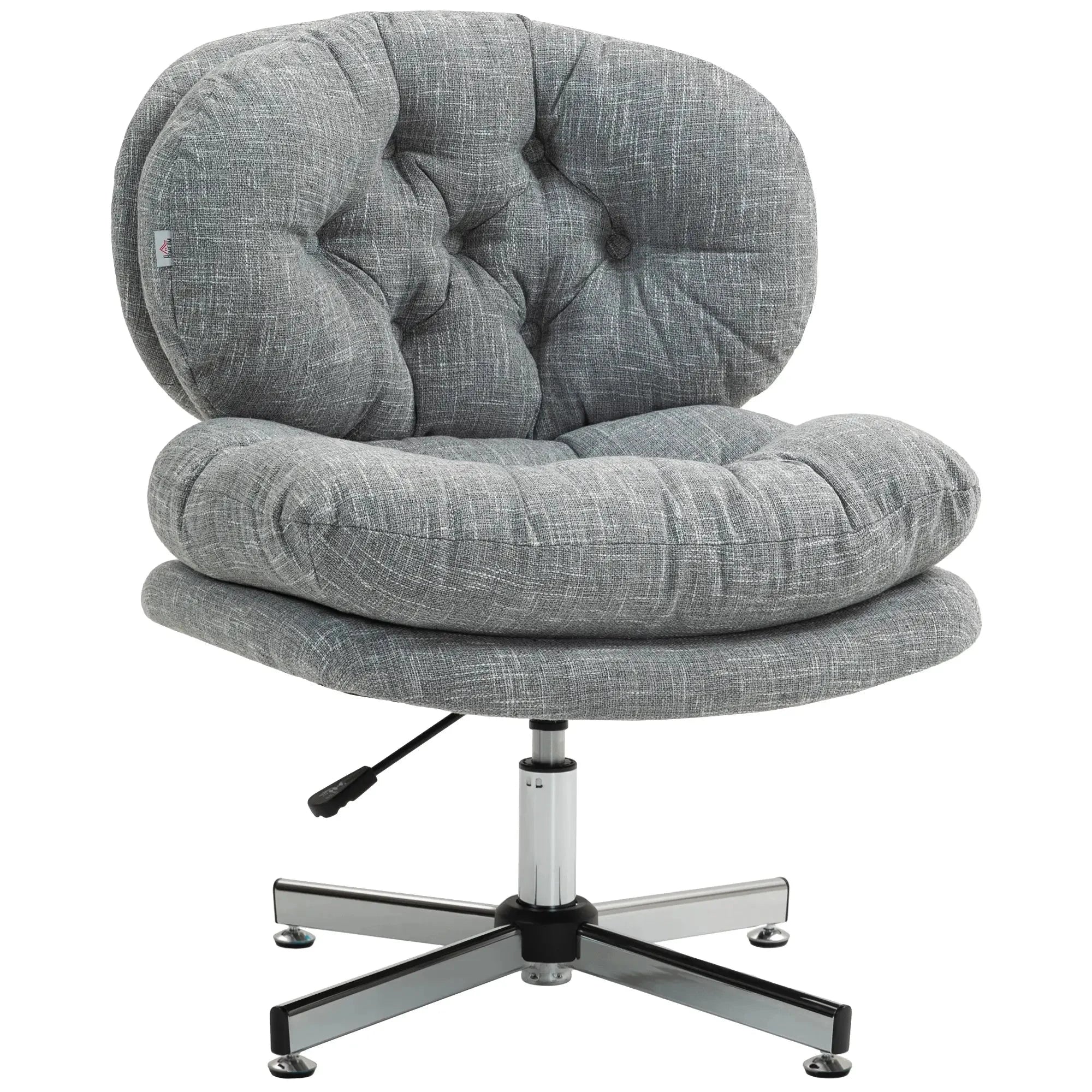 Ergonomic Armless Office Chair with Wide Padded Seat - Adjustable Height Task Chair for Home & Office - Available in Black & Gray - Perfect for Small Spaces, Conference Rooms & Waiting Areas