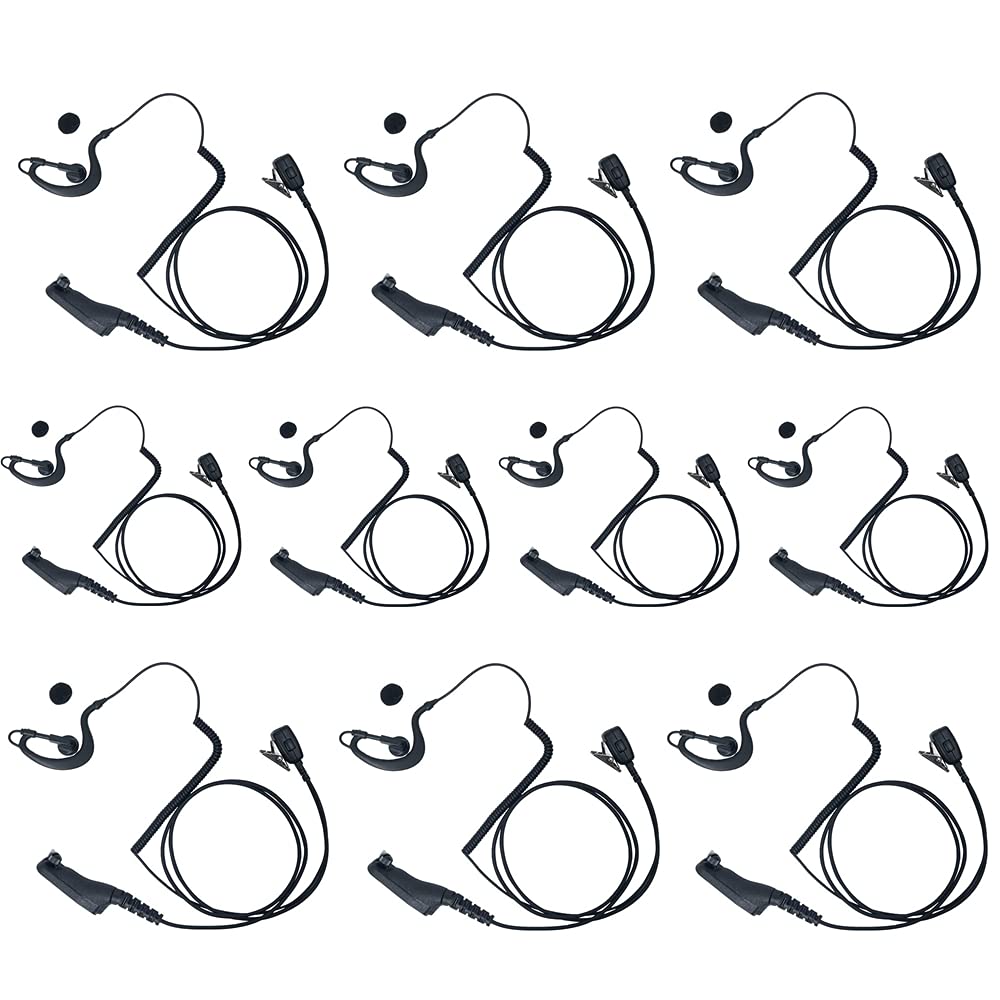 Caroo 10 Pack APX6000 Earpiece Headset with PTT Mic for Motorola XPR7550e XPR7550 XPR7350e XPR6550 Two-Way Radio - Secure Communication for Security, Construction & Event Staff