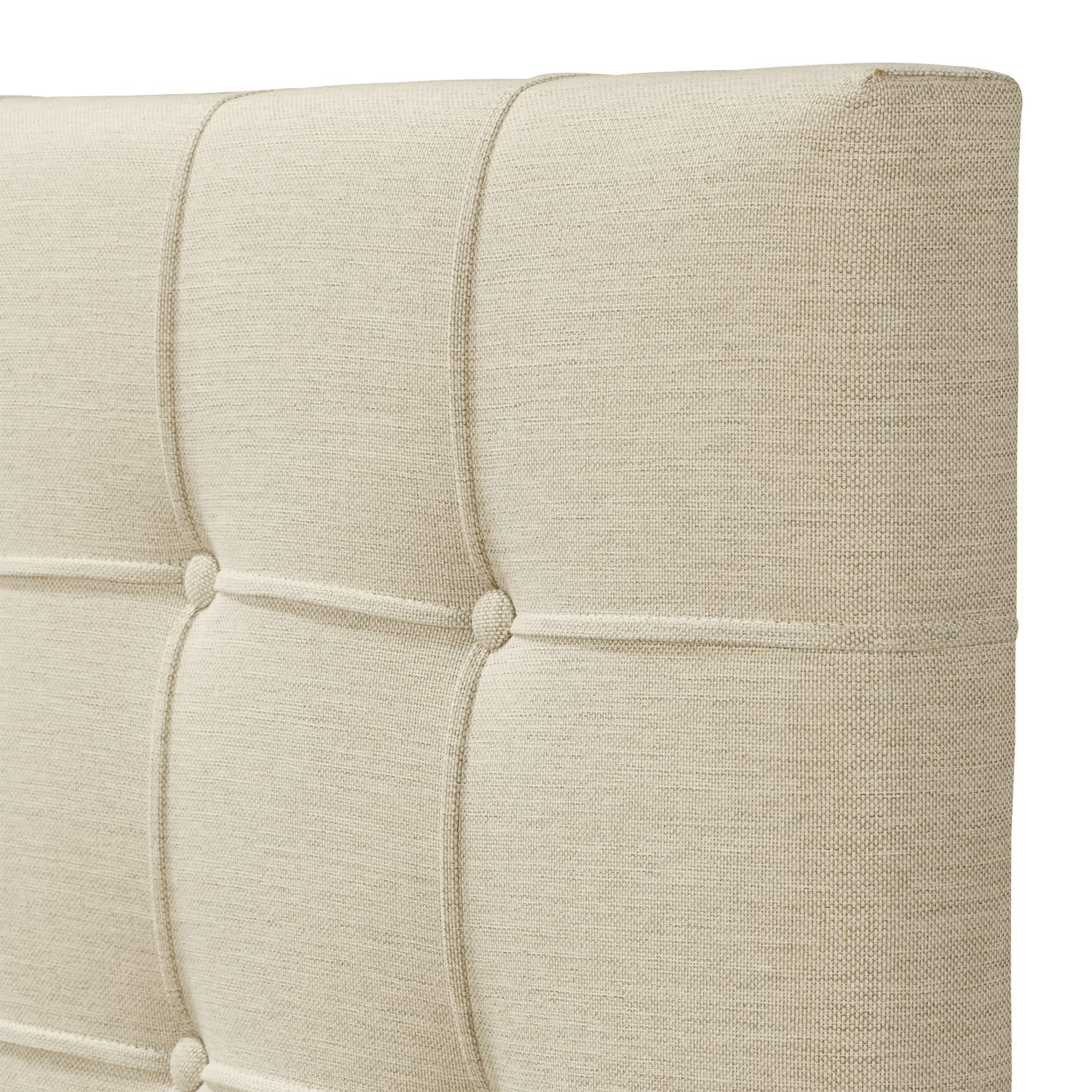 ClickDecor Edmond Queen Size Bed Frame with Storage - Modern Adjustable Height Headboard & Soft Fabric Upholstery in Beige | Perfect for Small Bedrooms & Guest Rooms with Storage Needs