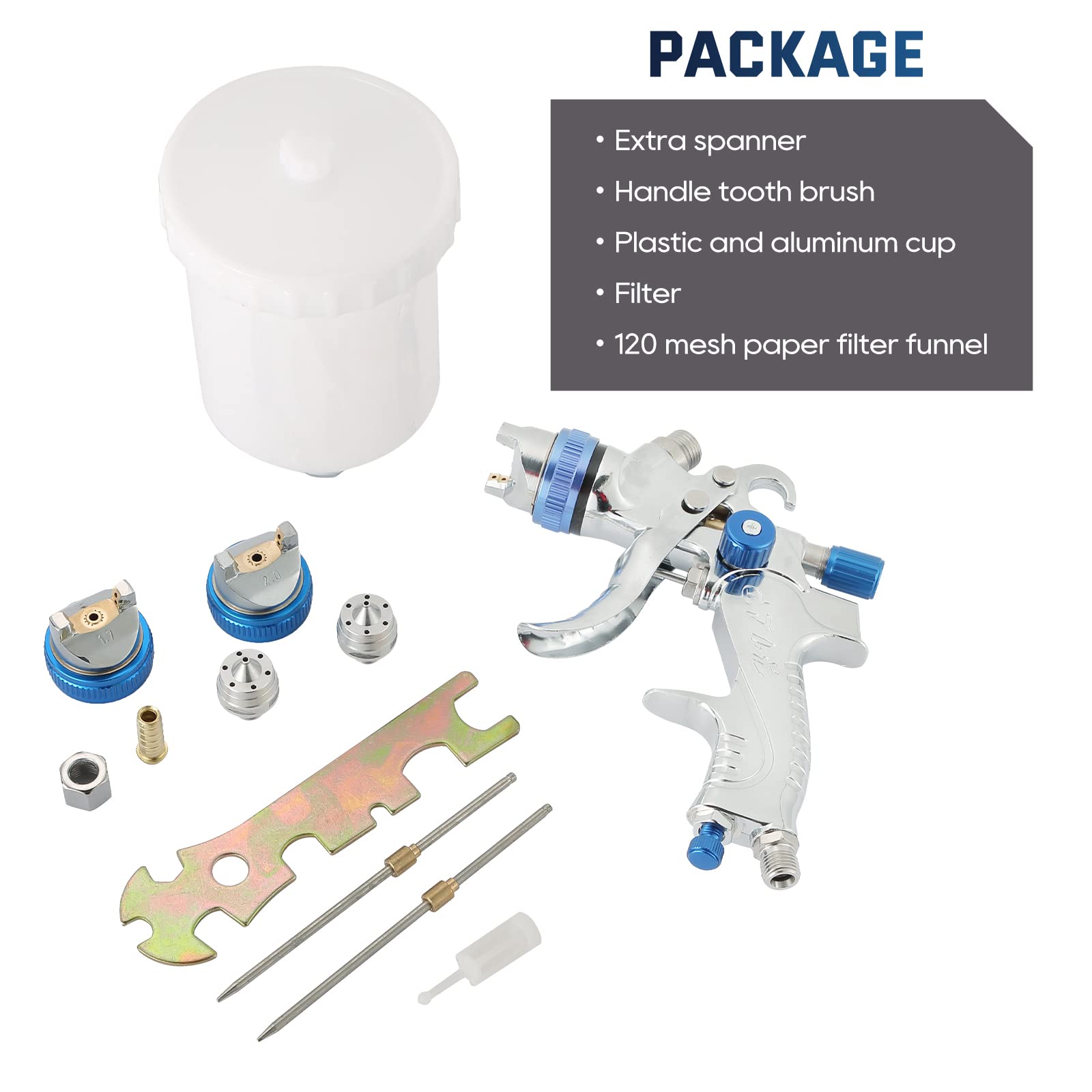 ATPEAM HVLP Gravity Feed Air Spray Gun Kit - 3 Nozzles (1.4mm/1.7mm/2mm) & 600cc Cup | Professional Paint Sprayer for Automotive, Furniture & DIY Projects | Perfect for Car Primer, Surface Painting & Topcoat Finishing