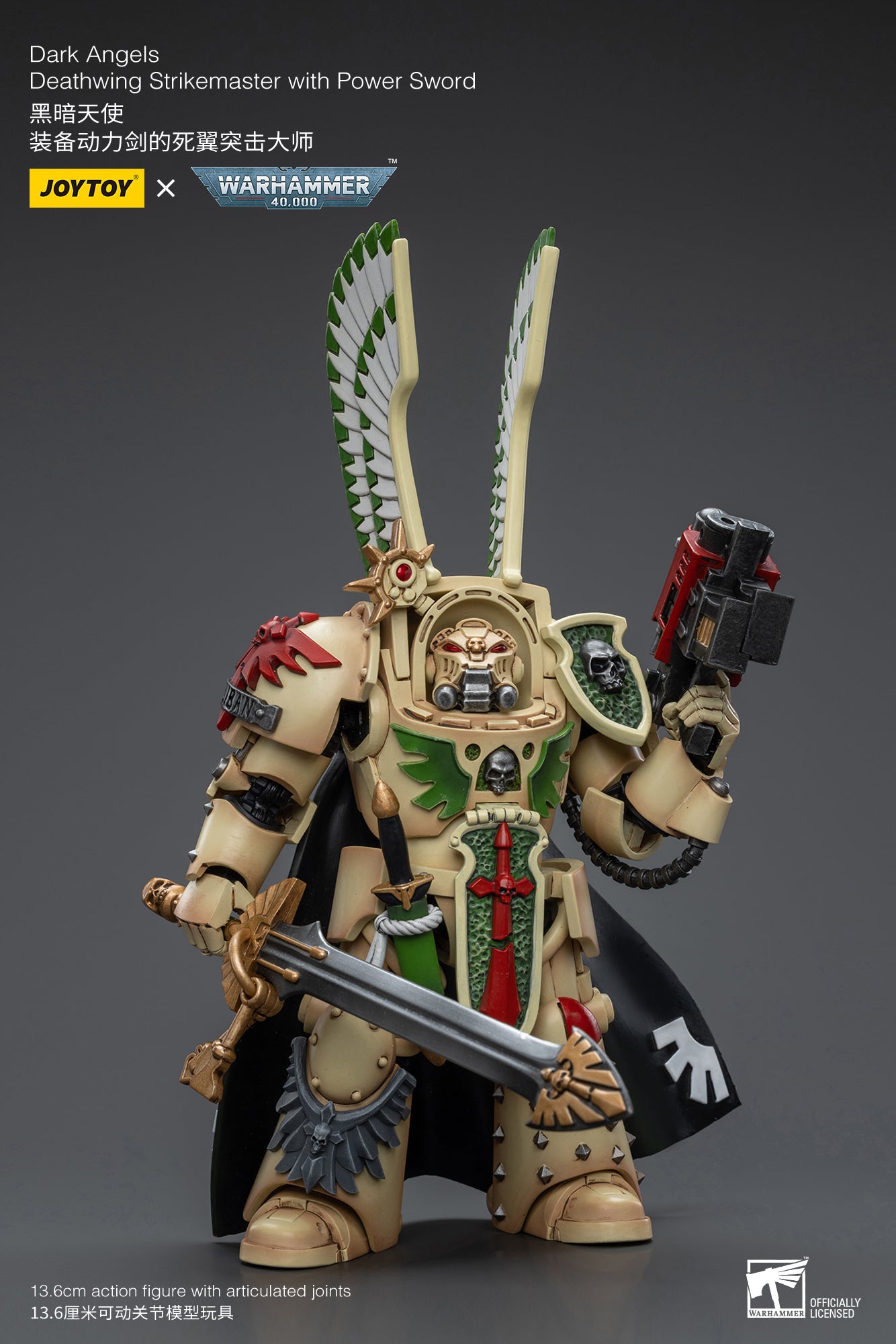 JOYTOY 1/18 Scale Warhammer 40K Dark Angels Deathwing Action Figure - Collectible Miniature for Tabletop Gaming & Display