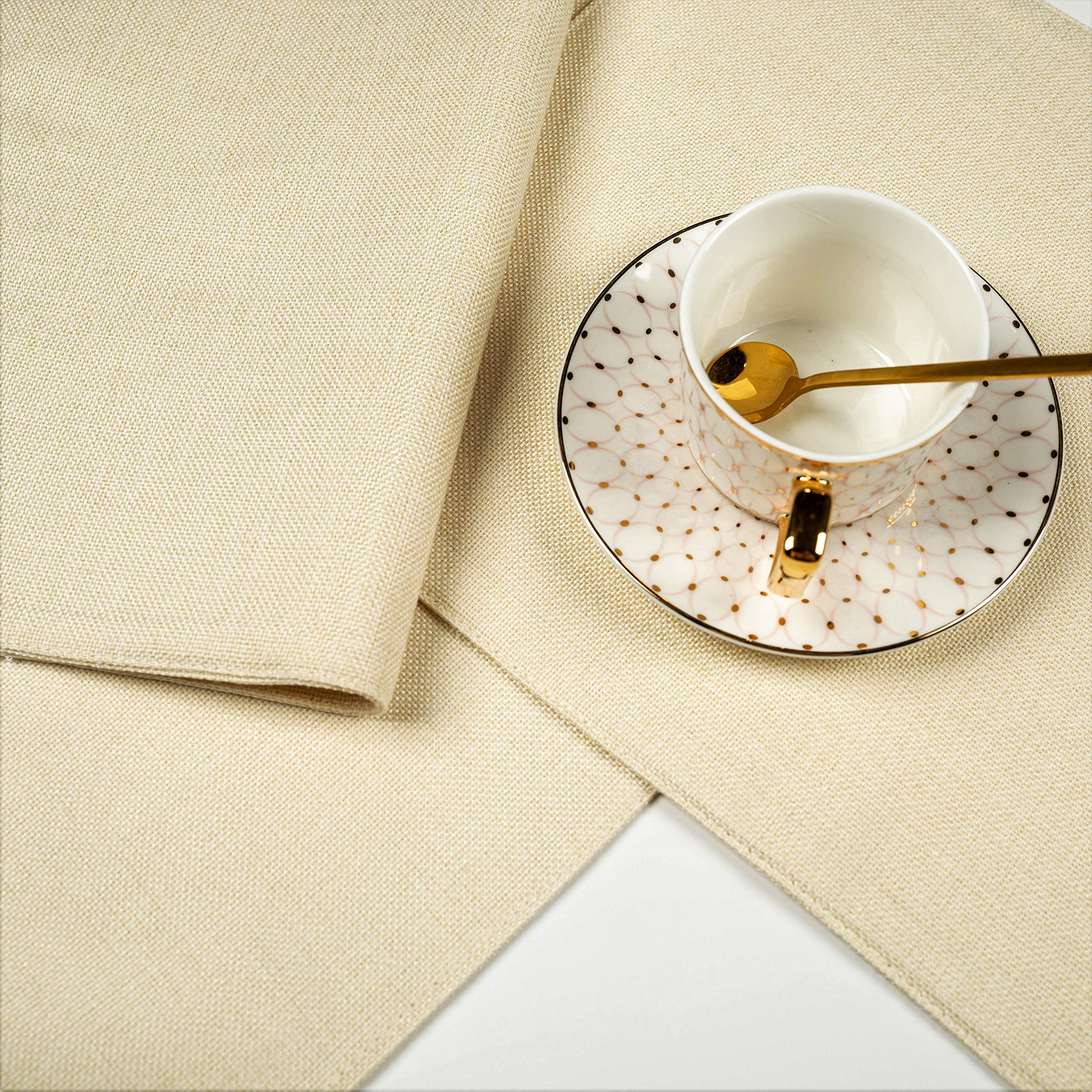 Beige Spring Garden Placemats Set of 4 - Large 13x19 Inch Rustic Table Mats - Machine Washable for Kitchen, Dining Table & Parties - Perfect for Indoor/Outdoor Entertaining & Farmhouse Decor