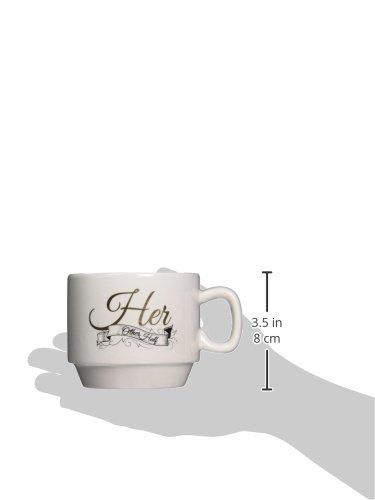 American Atelier His & Hers Stackable Coffee Mugs Set of 2 - Black & Red Ceramic Cups for Couples - Perfect for Morning Coffee, Romantic Gifts & Kitchen Decor