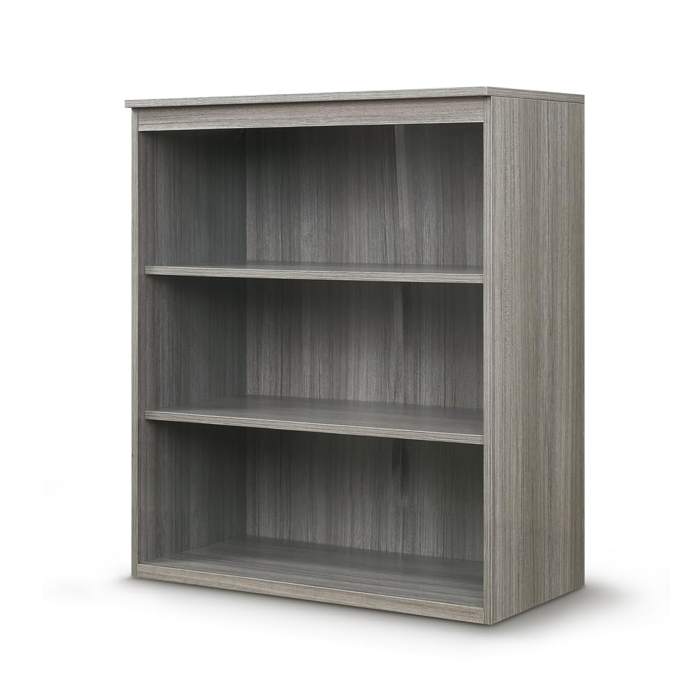 NBF at Work 3-Shelf Heavy Duty Bookcase - 45 lb Capacity Office Bookshelf with Gray Laminate Finish & 2 Adjustable Shelves (19
