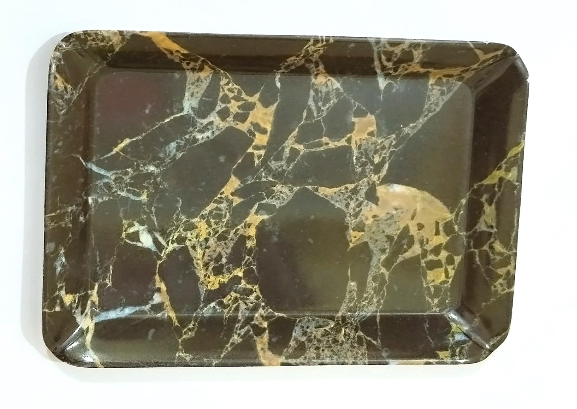 Marble Look Small Tray Set of 2 - Elegant Serving Tray for Snacks, Tea, Coffee & Biscuits - 8 Inch Decorative Serving Platter for Parties, Dining & Home Decor