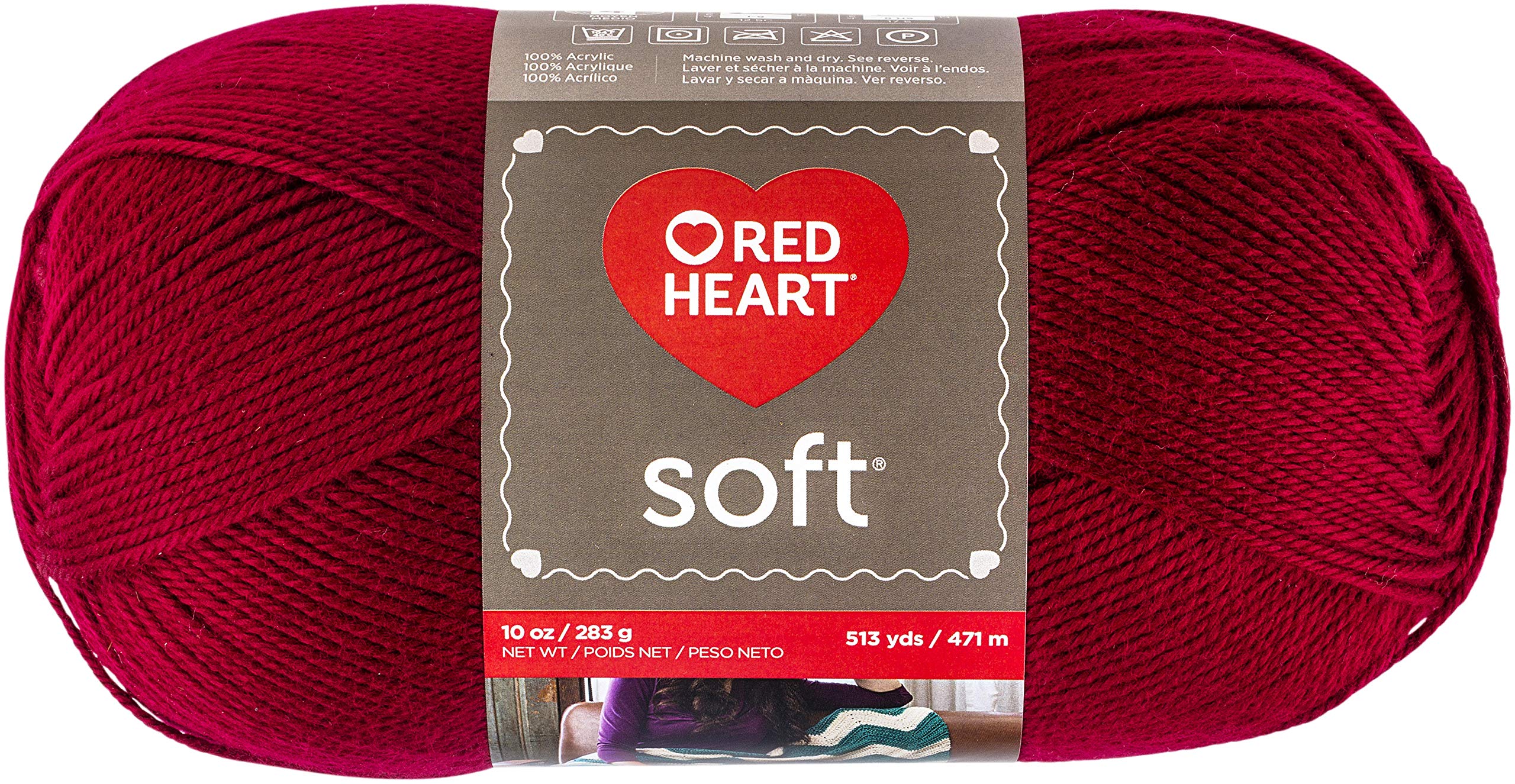 Red Heart Soft Yarn - Premium Acrylic Knitting Yarn in Wine Color (6oz/170g) - Perfect for Scarves, Blankets & DIY Crochet Projects