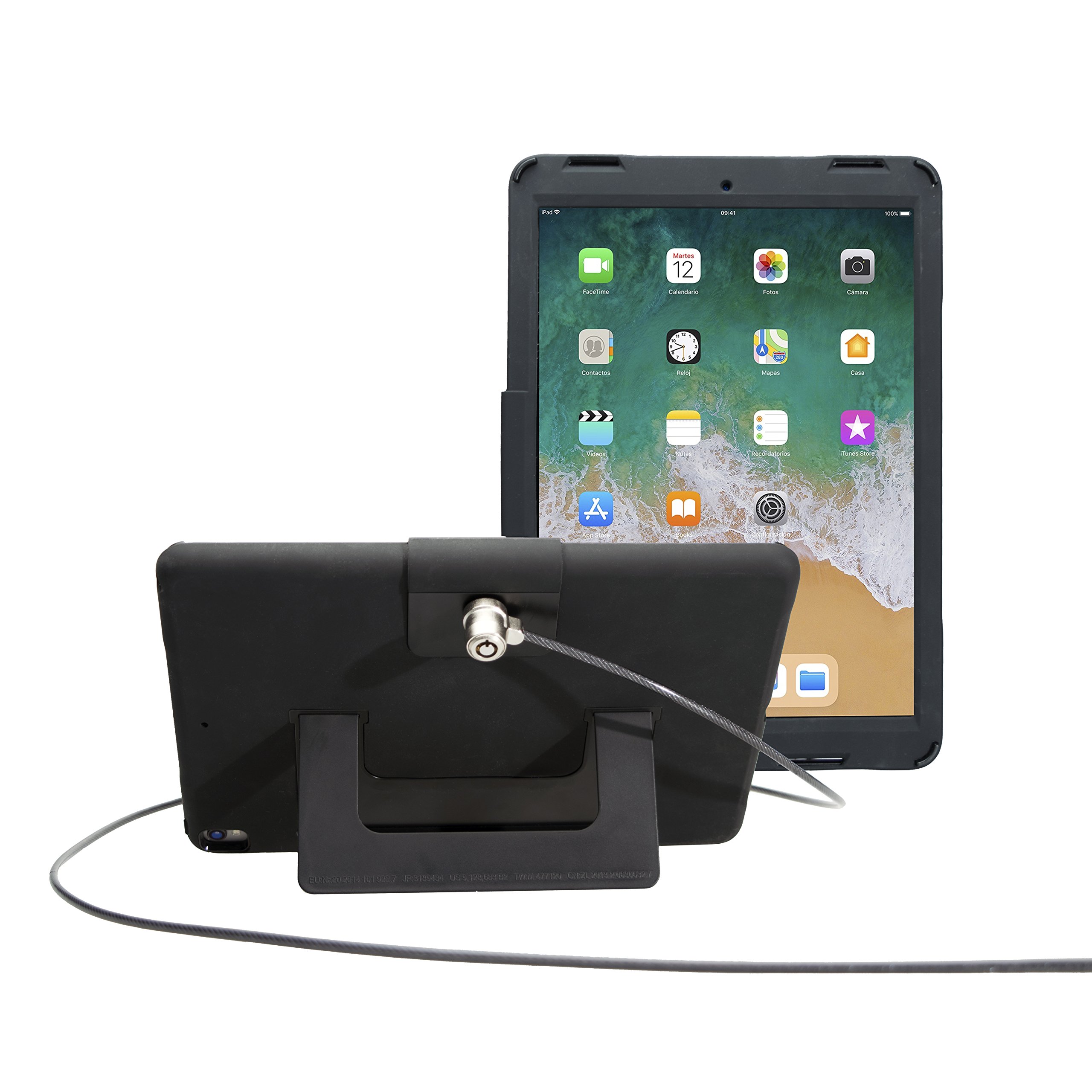 Shockproof iPad Air 3 & iPad Pro 10.5 Case with Kickstand & Anti-Theft Cable - Durable Silicone Protective Cover for Work, Travel & Home Use (PAD-SCKT)