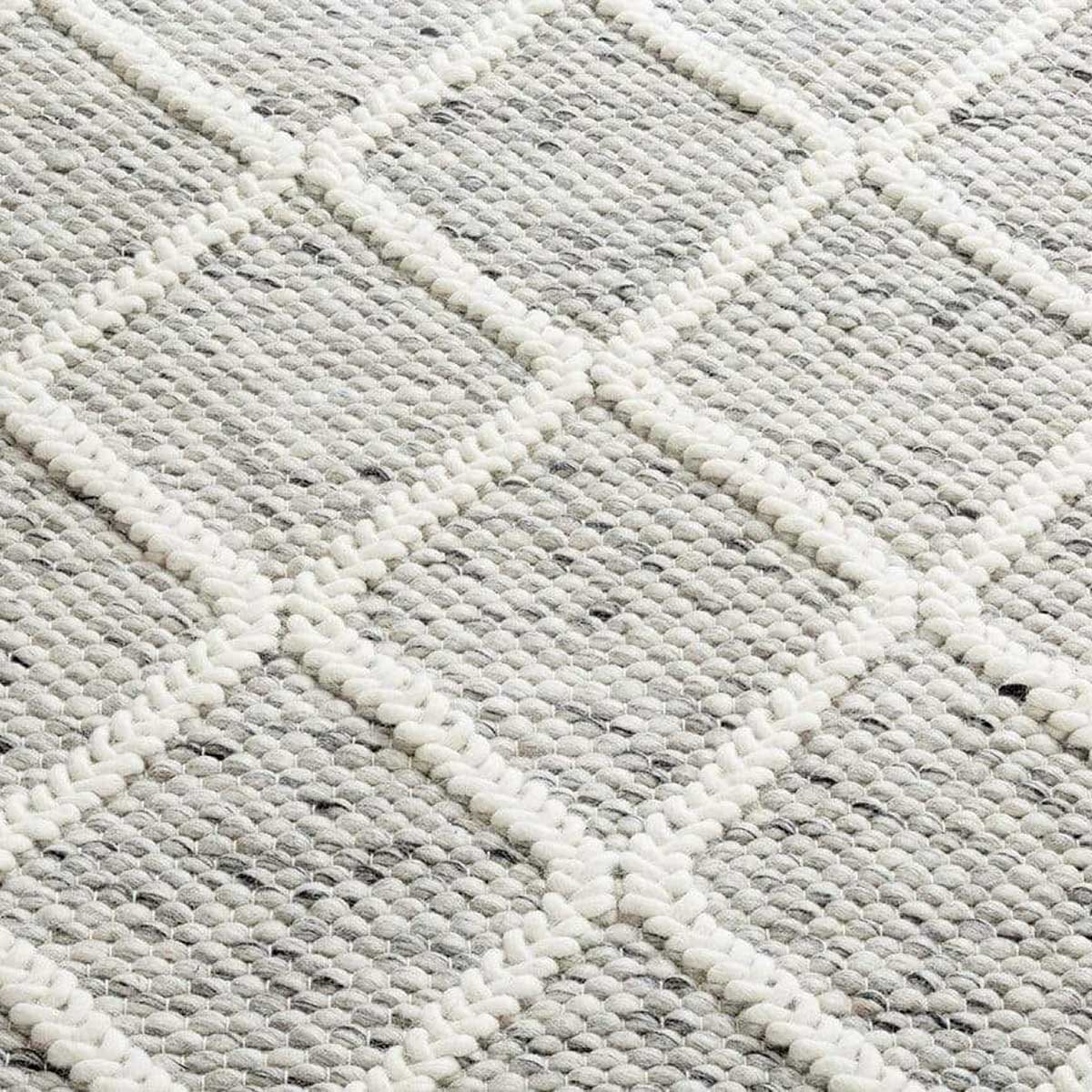 Anja Lattice Wool Rug - Soft Handmade Area Rug for Living Room, Bedroom & Nursery - Eco-Friendly Natural Fiber Home Decor