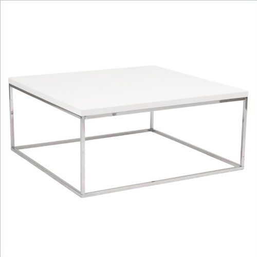 Euro Style White Lacquer Coffee Table with Stainless Steel for Living Room