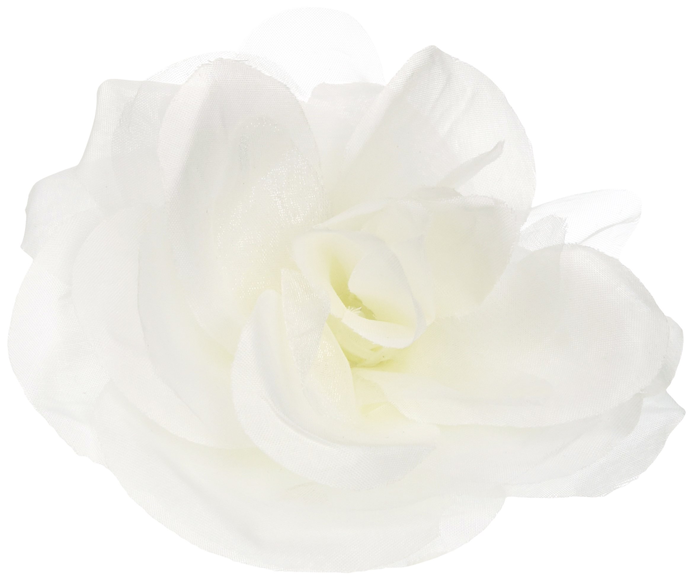 Wilton White Clip-On Fabric Rose - Elegant Artificial Flower for Hair, Wedding Bouquets, Home Decor & DIY Crafts