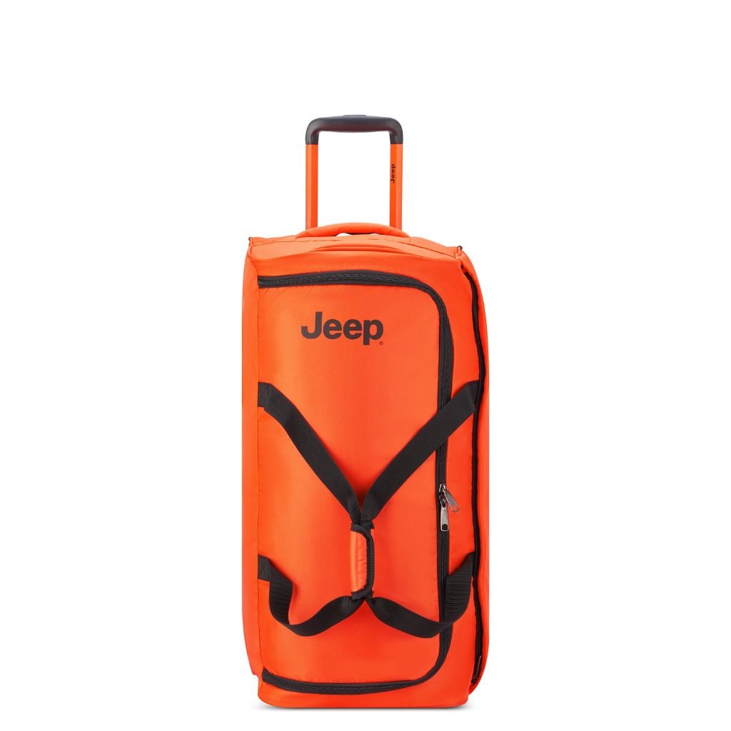 Jeep 73cm Duel Wheel Lightweight Medium Duffle Bag - Orange | Water-Resistant Travel Duffel for Gym, Sports, Camping & Weekend Getaways