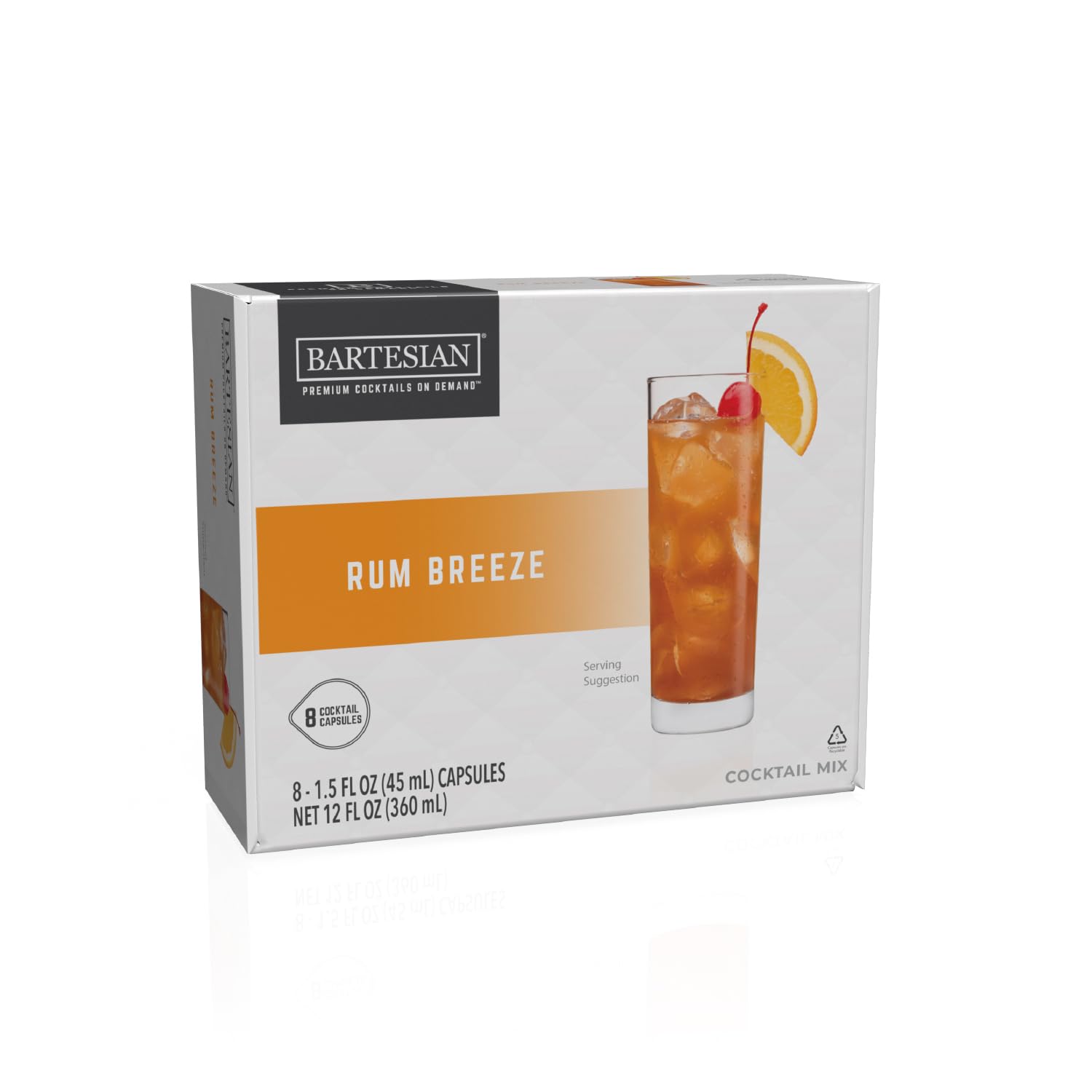 Bartesian Rum Breeze Cocktail Mixer Capsules - 8 Pack Premium Cocktail Pods for Bartesian Machine (55421) | Perfect for Home Bars, Parties & Entertaining Guests