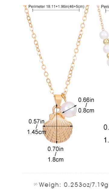 Elegant Rhinestone Pearl & Seashell Necklace for Women - Beach Wedding, Party & Evening Wear Jewelry