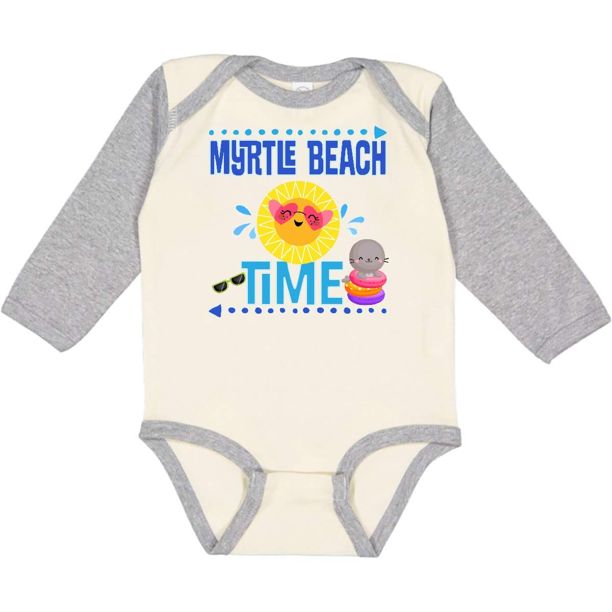 Inktastic Myrtle Beach Vacation Time Long Sleeve Baby Bodysuit - Soft Cotton Creeper for Newborns & Infants - Perfect for Beach Trips, Family Photos & Casual Outings