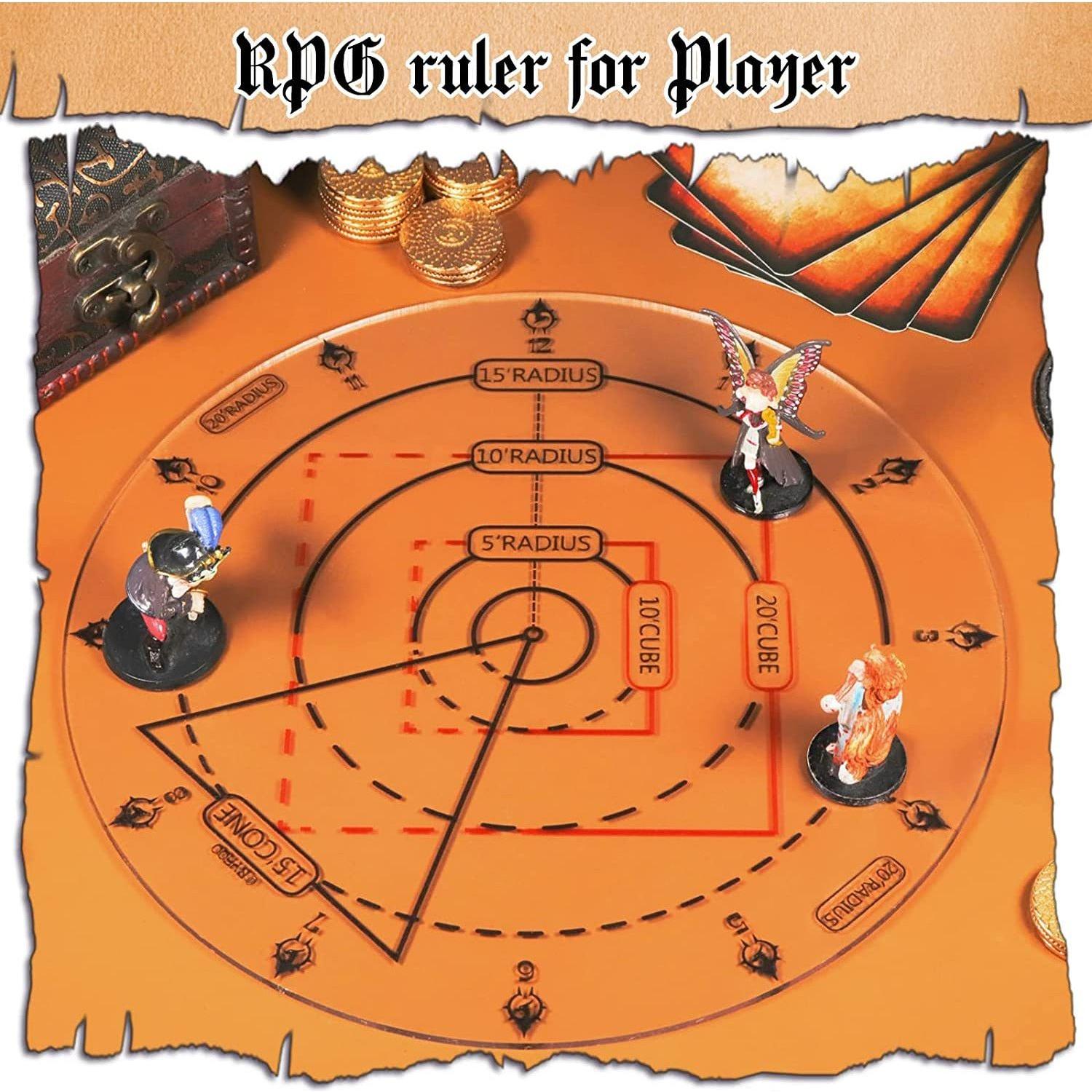 Dungeons & Dragons Spell AOE Damage Marker Template - Area Effect Measurement Tool for D&D 5E RPG Game Accessories - Perfect for Tabletop Gaming, Battle Maps & Miniature Combat Scenarios