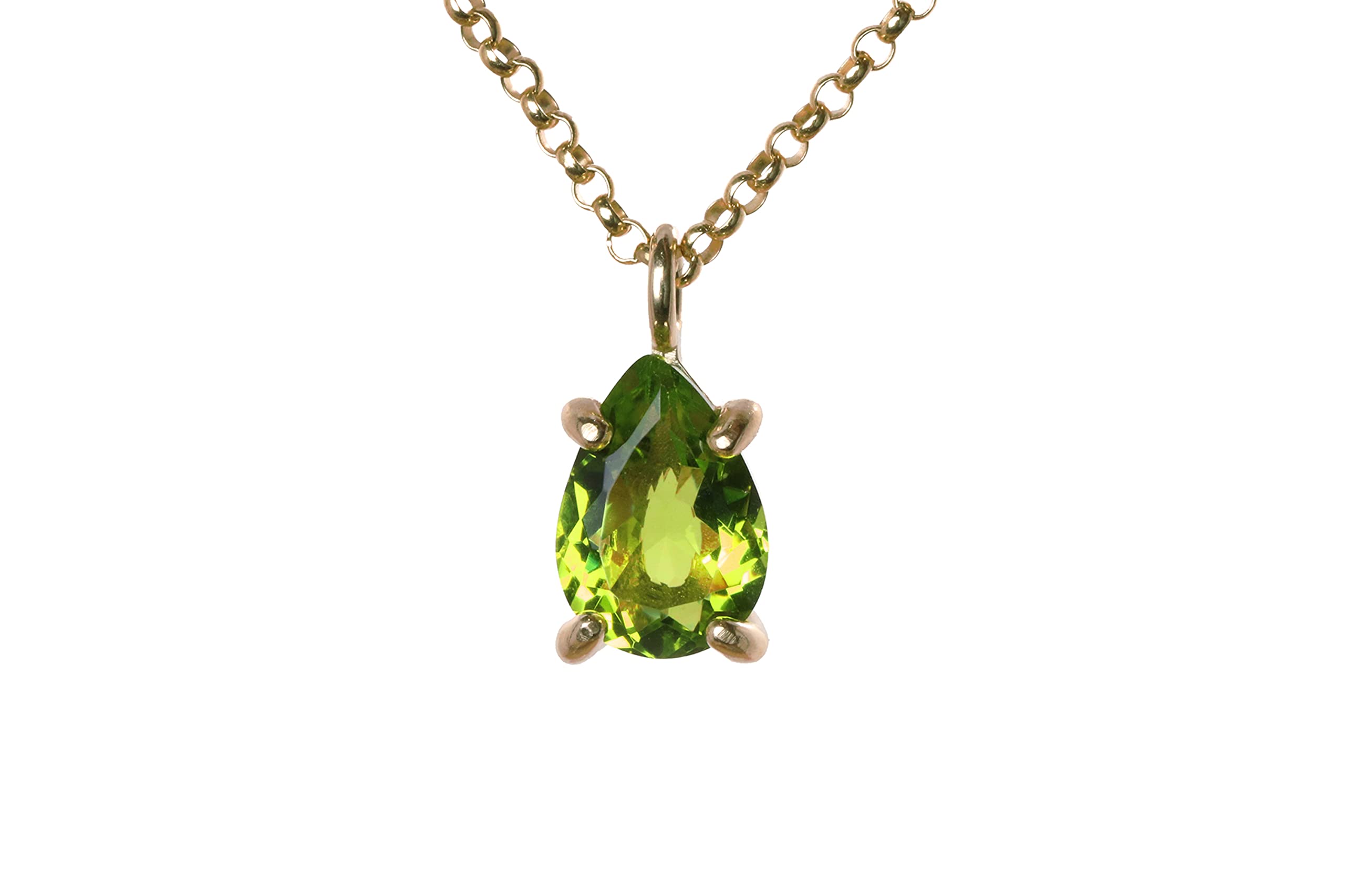 Sparkling Peridot Pendant Necklace - Elegant August Birthstone Jewelry - Pear Shaped Green Gemstone Necklace for Women - Customizable 14K Gold Vintage Necklace Gift for Birthday, Anniversary & Special Occasions