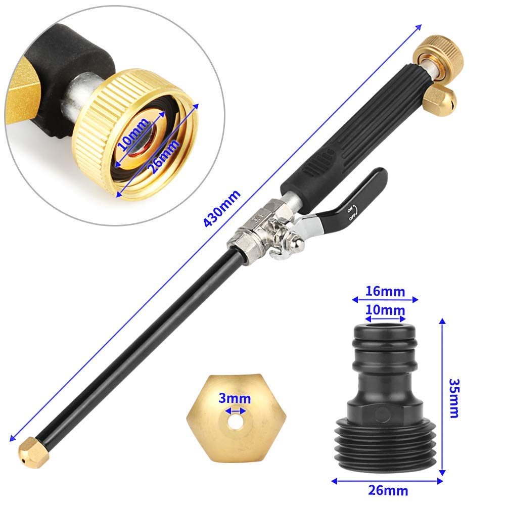 Hydro Jet High Pressure Power Washer Wand - 2 Nozzle Portable Water Gun Attachment for Garden Hose | Heavy Duty Pressure Washer for Car, Patio, Driveway & Outdoor Cleaning | Ideal for Washing Vehicles, Decks & Home Exteriors