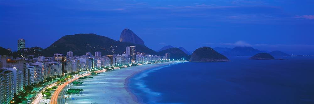Peel & Stick Wall Mural - Copacabana Beach at Night Wallpaper (60x20 inches) | Self-Adhesive Removable Decal for Living Room, Bedroom, Office Decor