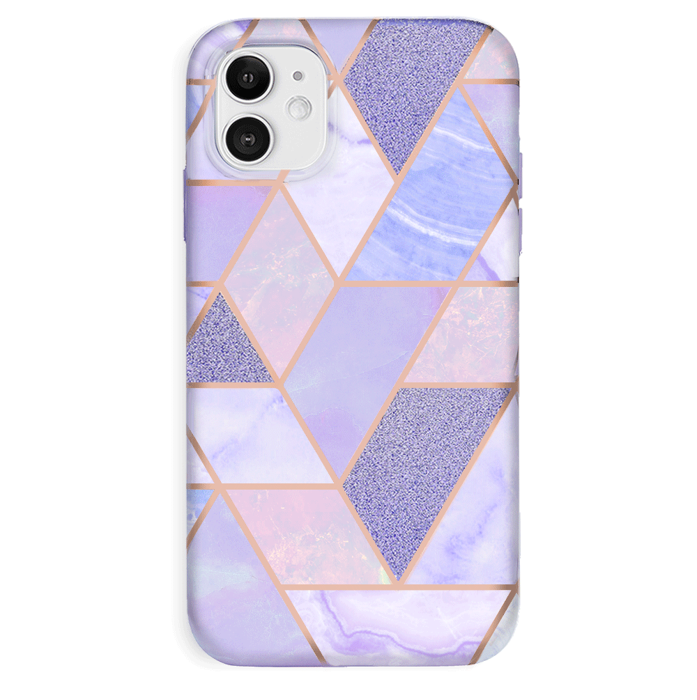 Stylish Purple Geometric Marble iPhone Case - Durable Protective Cover for iPhone 13/14/15 Pro Max - Trendy Aesthetic Phone Case for Women & Men - Perfect for Daily Use, Travel & Gift Giving