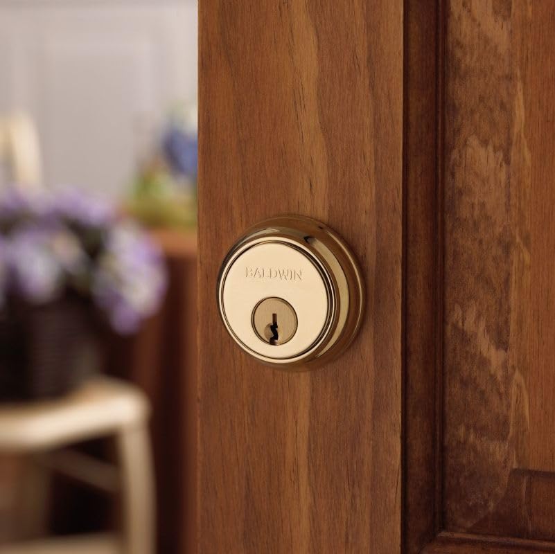 Baldwin Hardware 8021.102 Deadbolt Lock - High Security Keyed Entry Door Lock for Home & Office - Solid Brass Construction, ANSI Grade 1 Certified - Perfect for Front Doors, Back Doors & Commercial Security