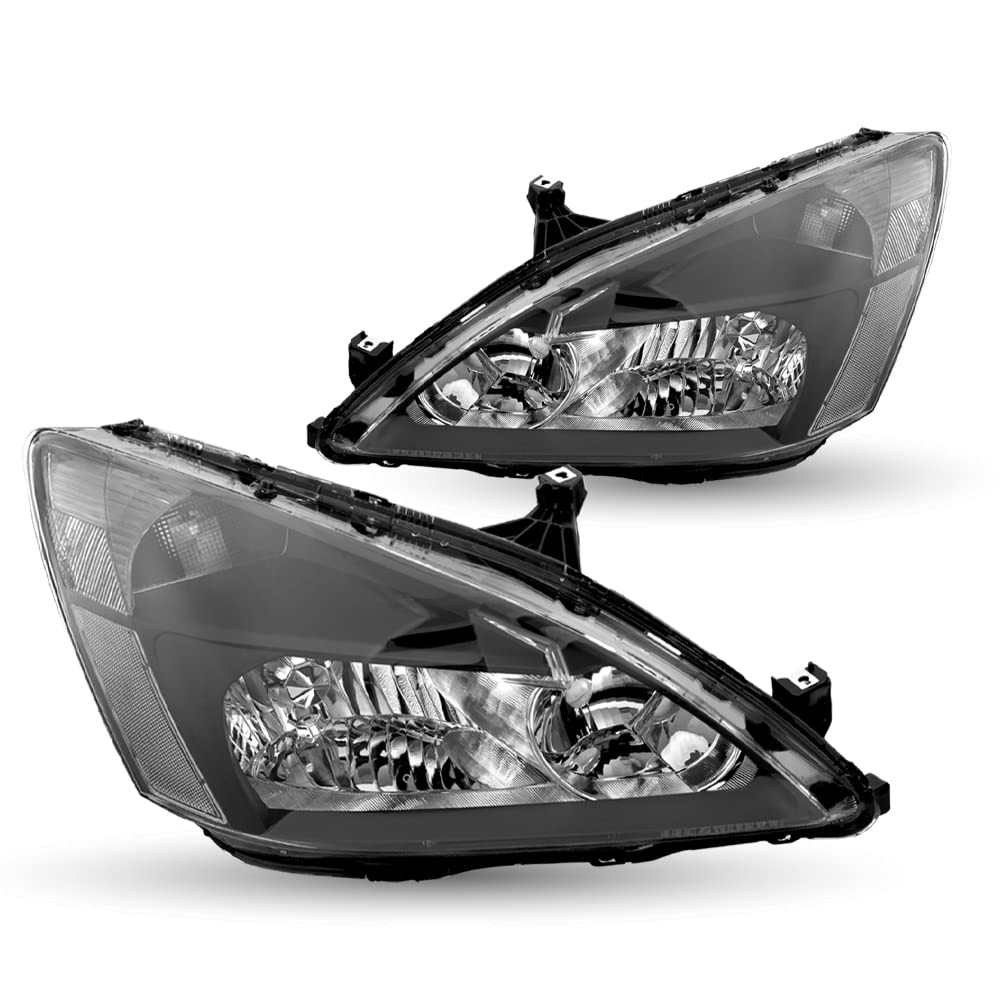 TUSDAR Headlight Assembly Set Replacement for 2003-2007 Honda Accord - Black Housing - High Performance LED Headlights for Night Driving & Foggy Conditions