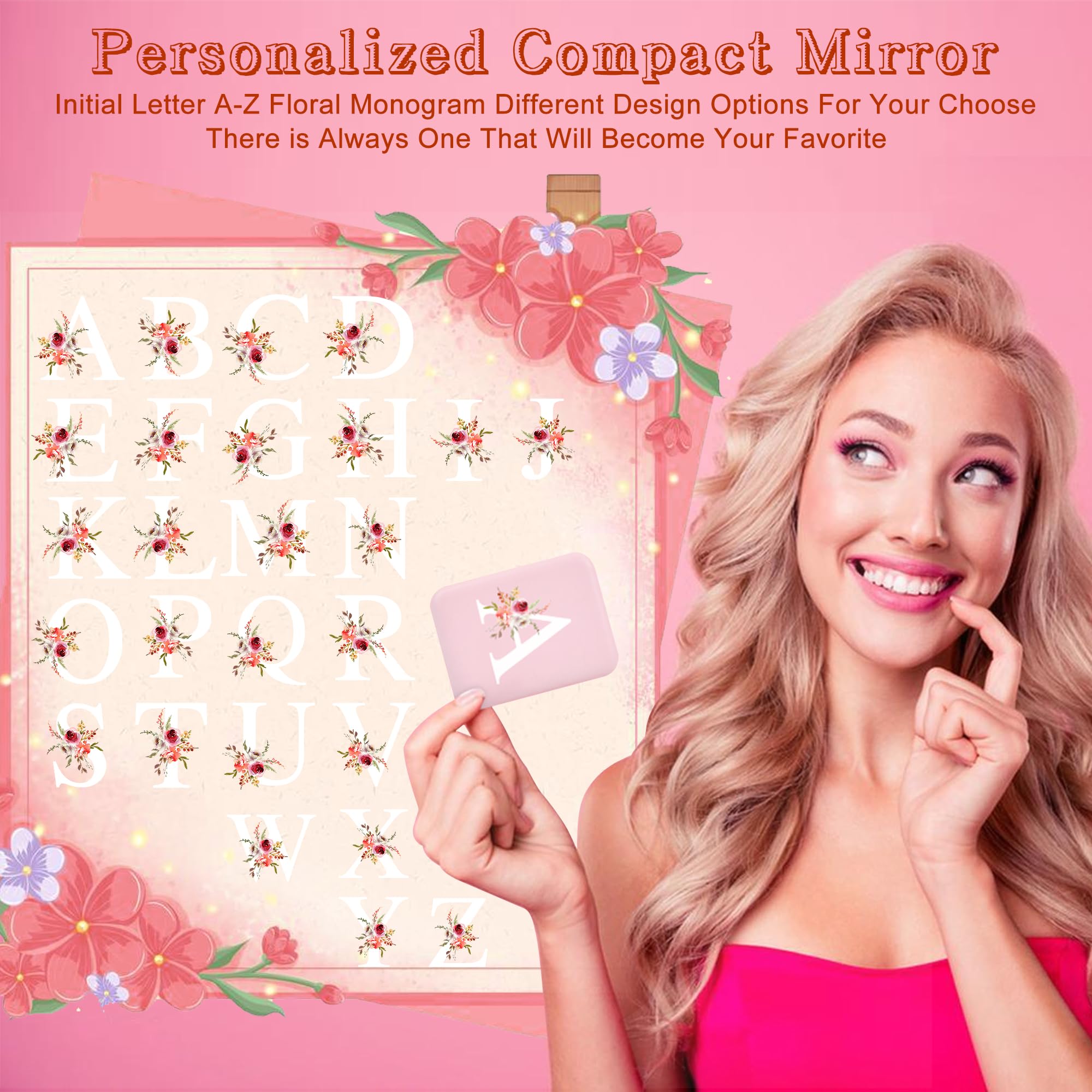 Personalized LED Compact Mirror - 1X/3X Magnifying Travel Makeup Mirror for Purse, Gifts for Women & Teens