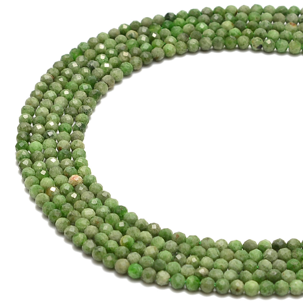 Diopside Faceted Round Beads 2mm 3mm 4mm - 15.5 Inch Strand for Jewelry Making, DIY Crafts & Healing Crystal Bracelets