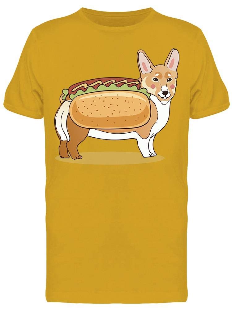 Trendy Hot Dog Corgi Graphic T-Shirt for Men - Funny Dog Lover Tee - Perfect for Casual Wear, Gifts & Dog-Themed Parties