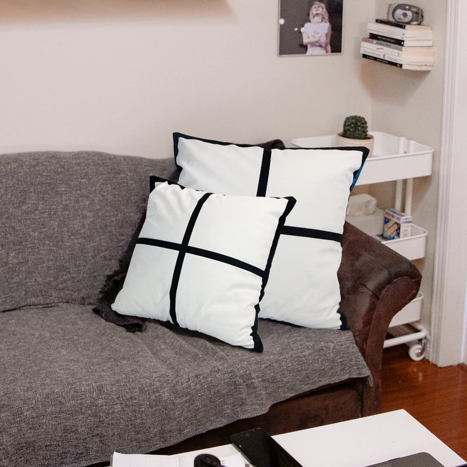 4 Pack Sublimation Blank Lattice Pillow Covers 15.7x15.7 Inch - DIY Printing Cushion Covers with Invisible Zipper for Home Decor, Sofa, Bedroom, and Gift Giving