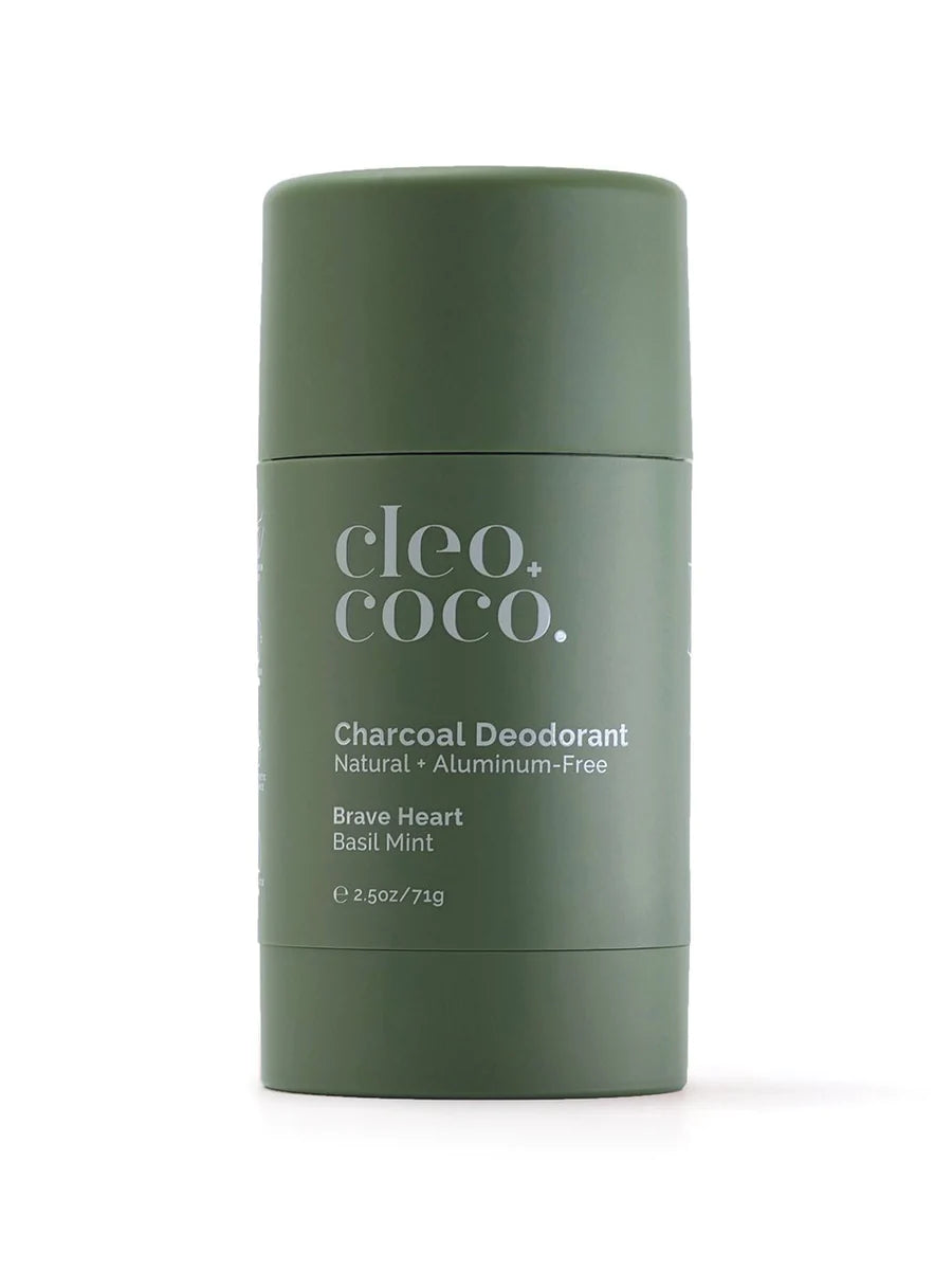 Natural Charcoal Deodorant for Men & Women - Brave Heart Basil Mint Scent | Aluminum-Free, Long-Lasting Odor Protection | Perfect for Gym, Work & Outdoor Activities