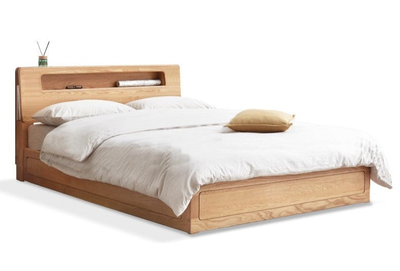 Premium Oak Solid Wood Luminous Box Bed - Durable Nightstand with Glow-in-the-Dark Features for Bedroom, Guest Room, and Kids Room Decor