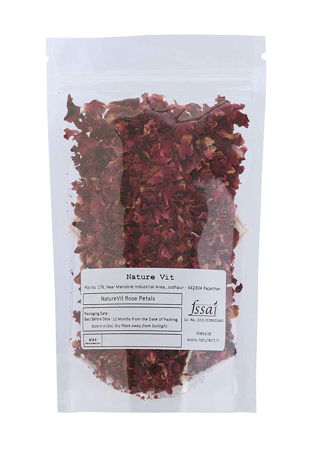 NatureVit Sun-Dried Rose Petals (Gulab Patti) - 200g Premium Dried Rose Buds for Tea, Skincare & Aromatherapy | Perfect for Herbal Tea, DIY Beauty & Home Fragrance