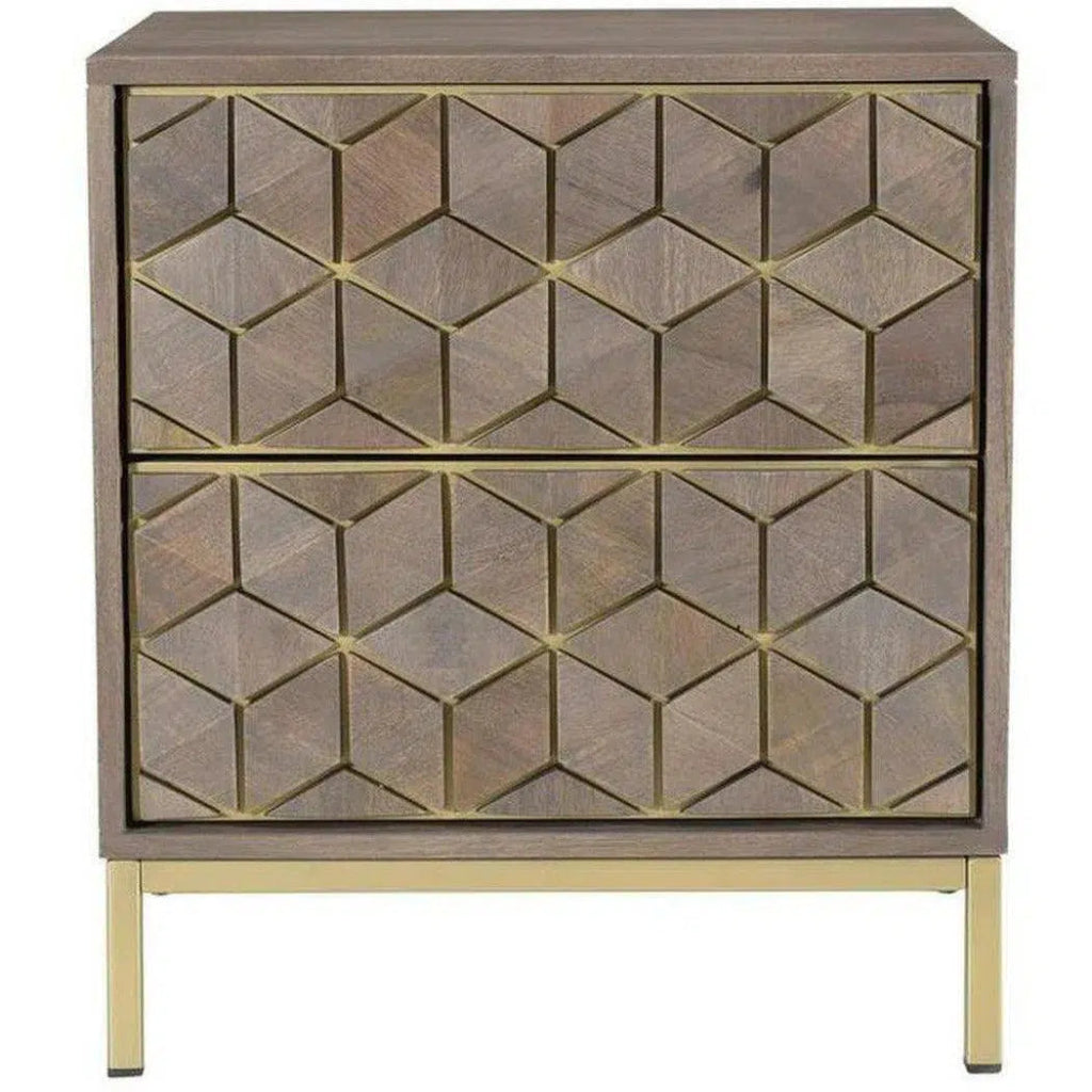 20 Inch Grey Art Deco Nightstand - Modern Bedside Table with Storage for Bedroom, Living Room & Guest Room