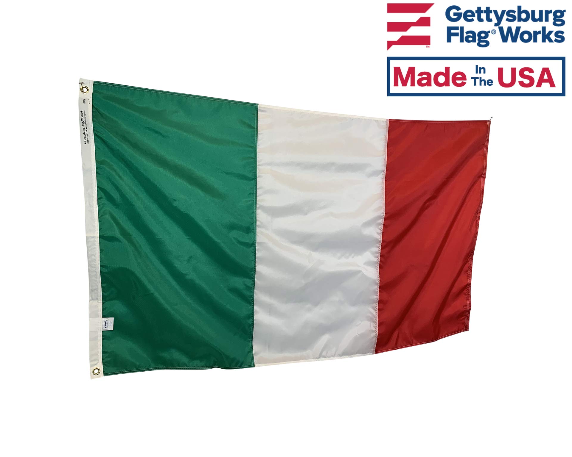 5x8 Feet Italy Flag - Durable All-Weather Nylon with Reinforced Stitching - Made in USA - Perfect for Outdoor Decor, Sporting Events & Patriotic Displays