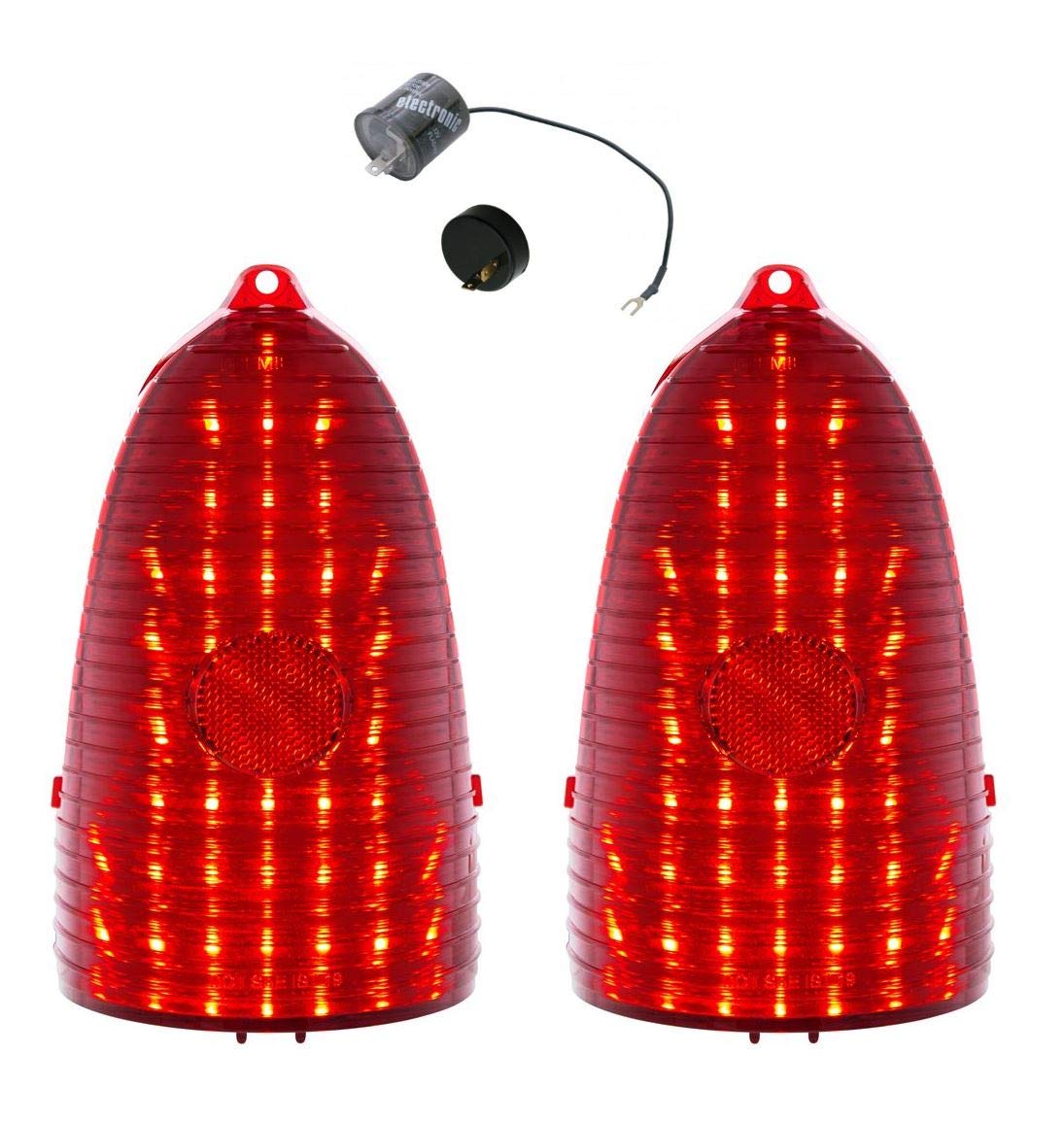 United Pacific One Piece 48 LED Tail Light Set for 1955 Chevy Bel Air 150 & 210 Models - Includes LED Flasher | Classic Car Restoration & Custom Builds