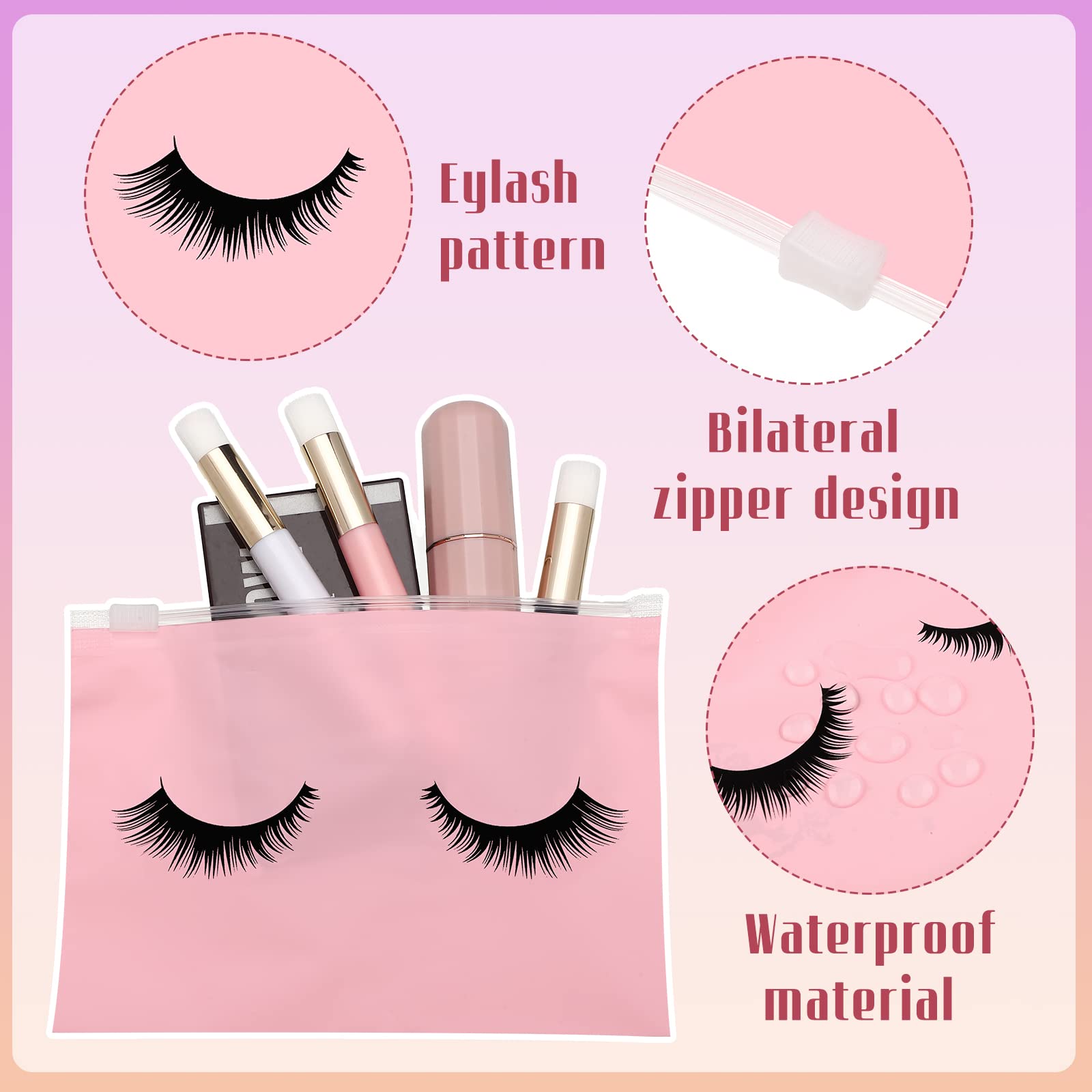 60 Pcs Lash Shampoo Brushes Set - Nose Pore Deep Cleaning Brush, Makeup & Eyelash Aftercare Kit with Zipper Cosmetic Bags - Perfect for Eyelash Extension Cleansing & Makeup Brush Storage (Classic Style) - Ideal for Salon Professionals & Home Beauty Care