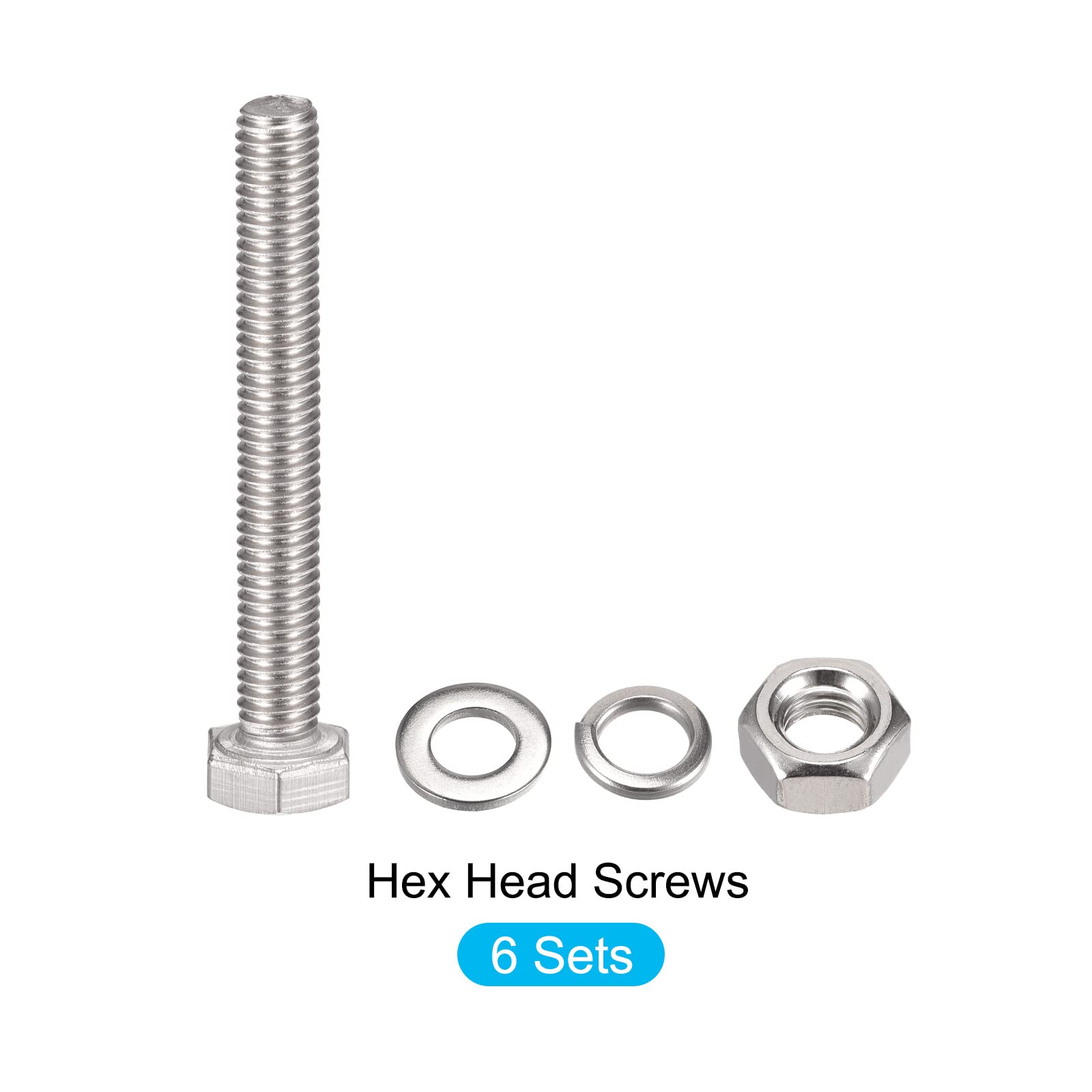 METALLIXITY M6x50mm Hex Screws Bolts Kit - 304 Stainless Steel for Home Appliances