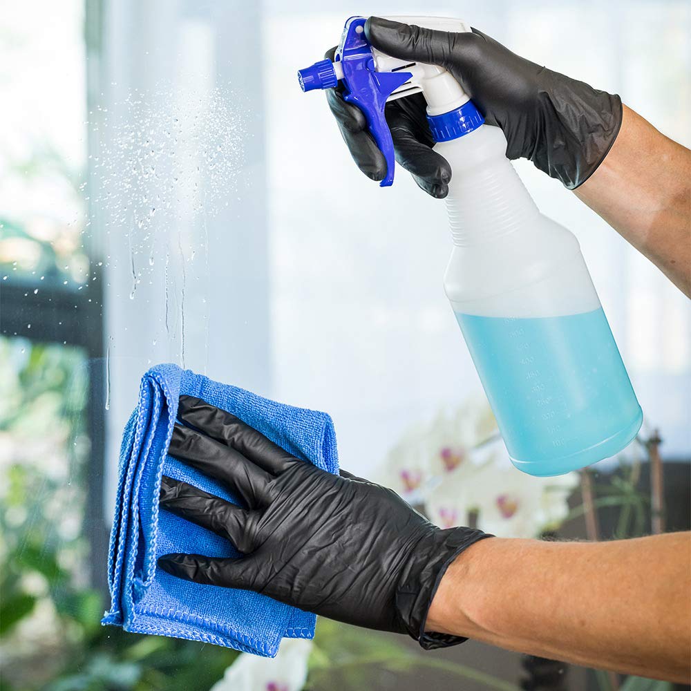 25oz Cleaning Spray Bottles (3-Pack) - Refillable, Leak-Proof with Measurement Marks & Adjustable Mist/Stream Nozzle - Blue Plastic Solution Bottles for Kitchen, Bathroom, Janitorial & Commercial Cleaning