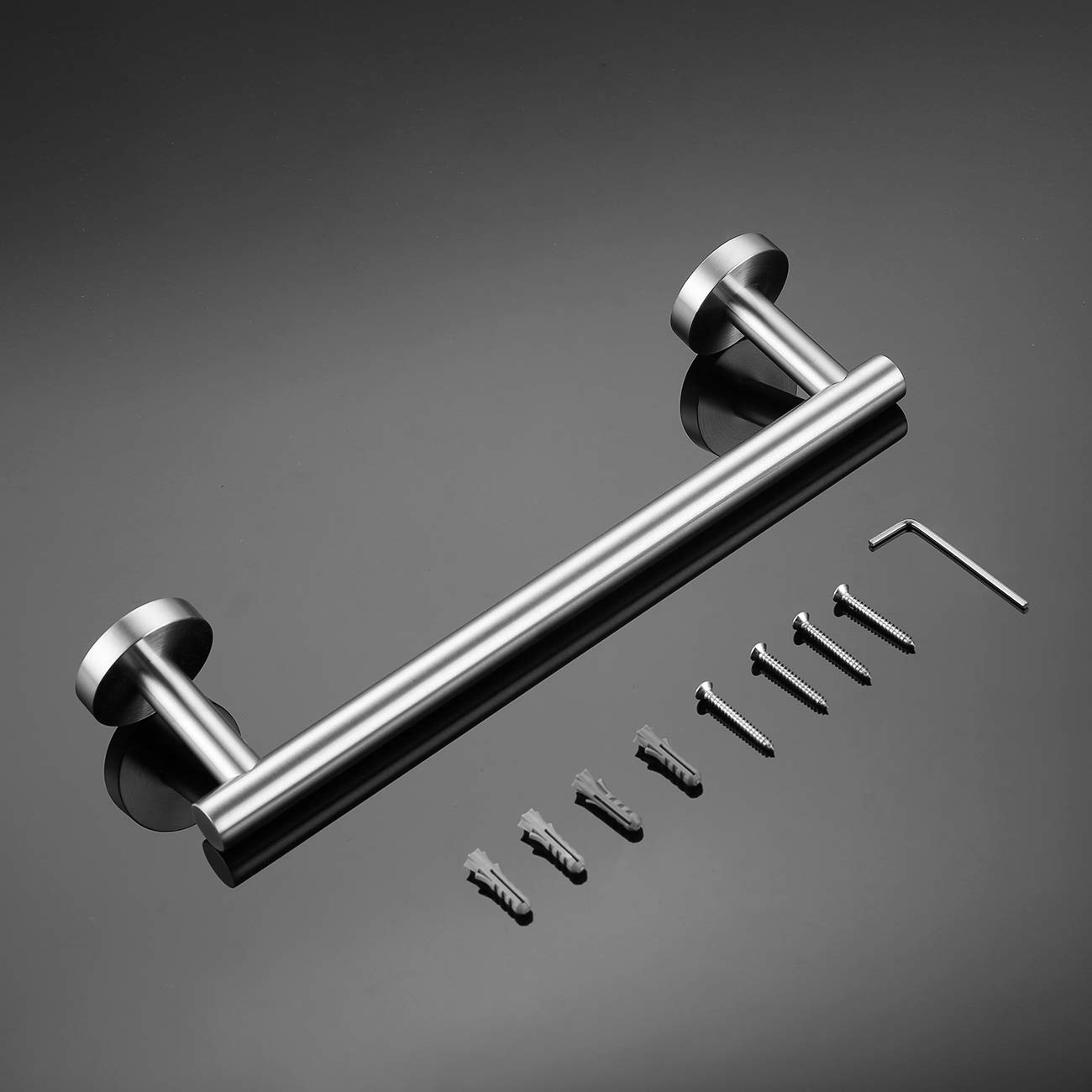 12 Inch Stainless Steel Towel Rack - Wall Mount Bathroom & Kitchen Towel Holder with Brushed Finish | Durable & Rustproof for Showers, Spas, and Home Decor (Model A01N30A)