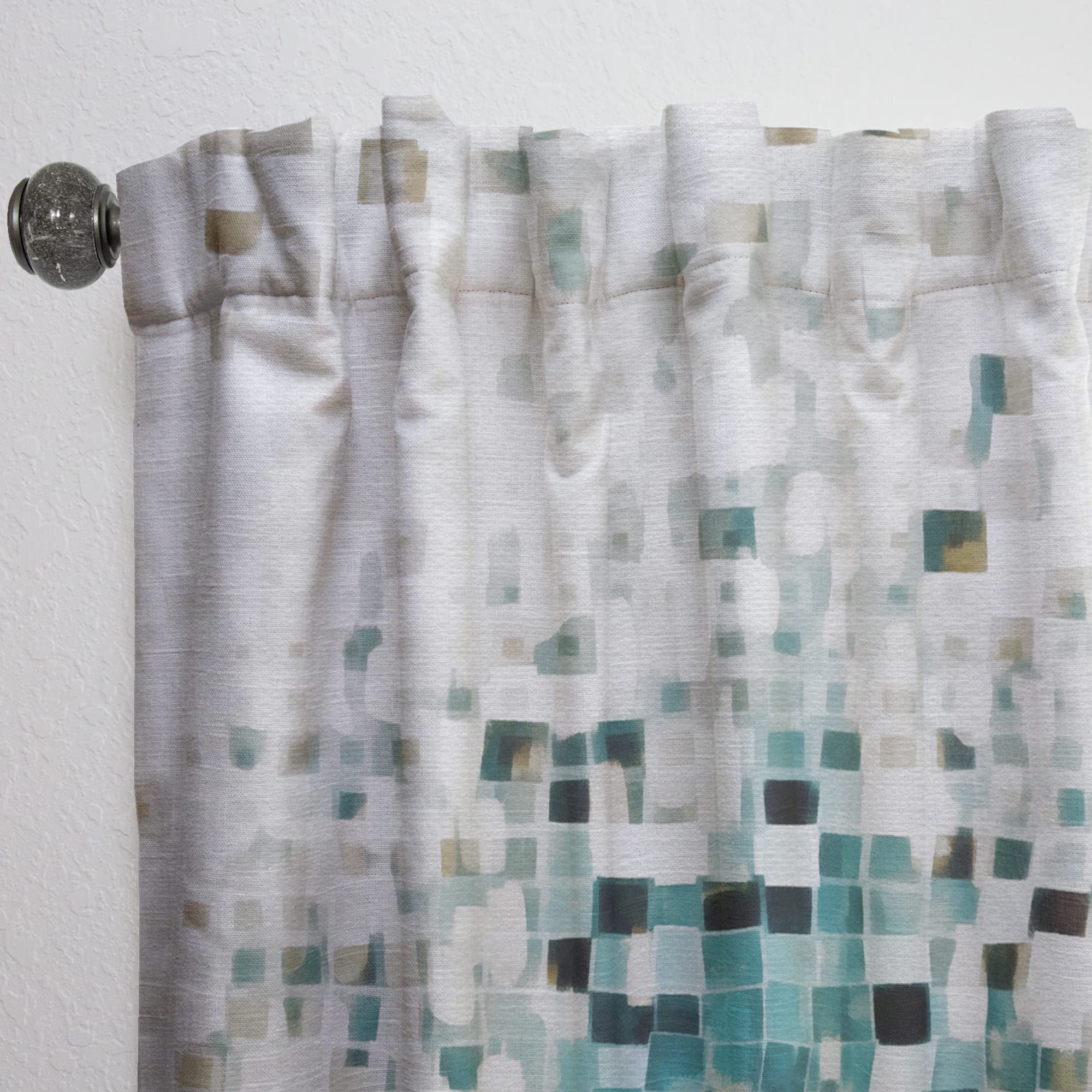 DesignQ Geometric Blue Spots II Thermal Insulated Curtains - Single Panel 52x90 Inches - Blackout Drapes for Bedroom & Living Room - Perfect for Energy Efficiency and Light Control