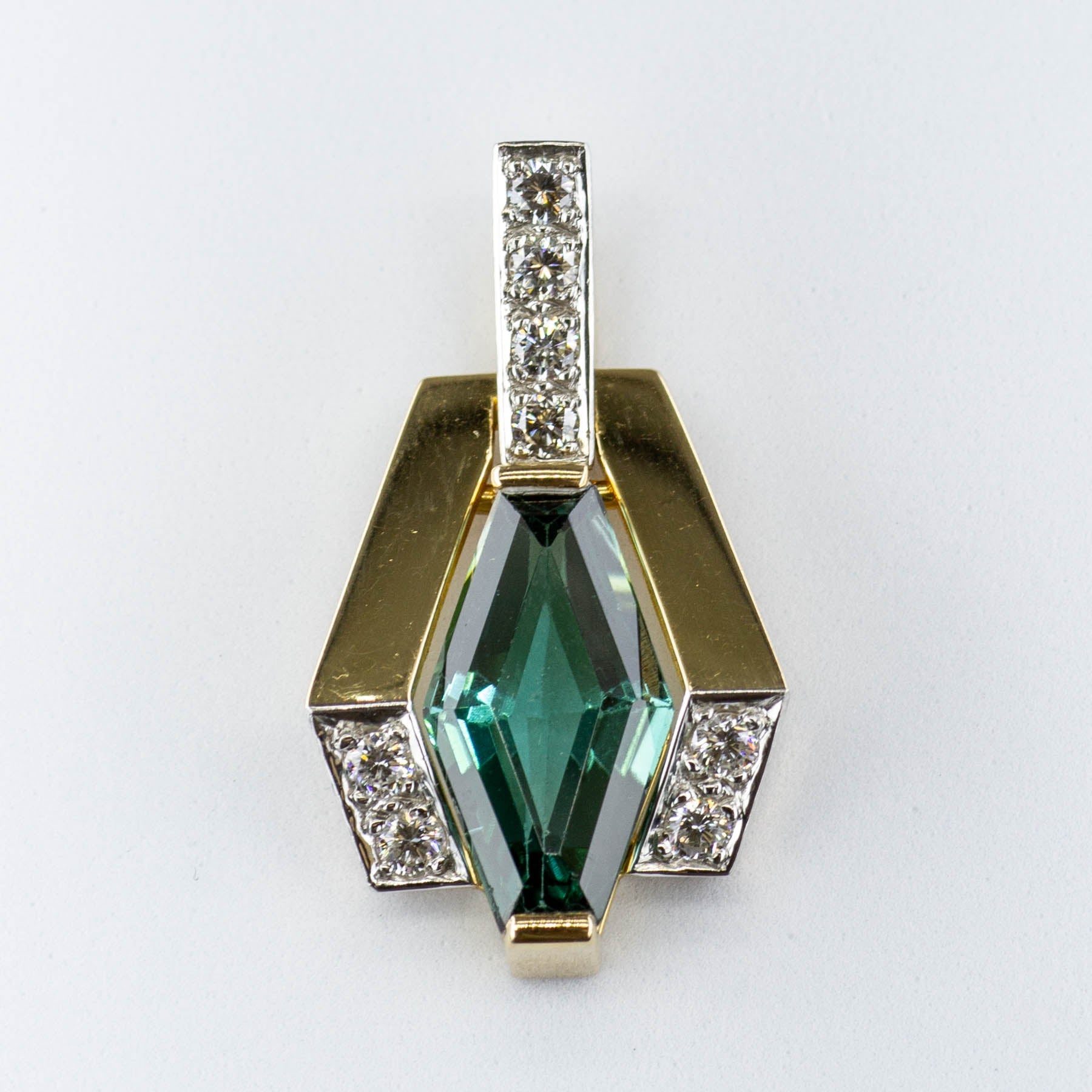 Luxury 'Cavelti' Tourmaline & Diamond 18K Gold Platinum Pendant Necklace | 3.75ct Gemstone, 0.32ctw Diamonds | Elegant Jewelry Gift for Women, Perfect for Weddings & Special Occasions