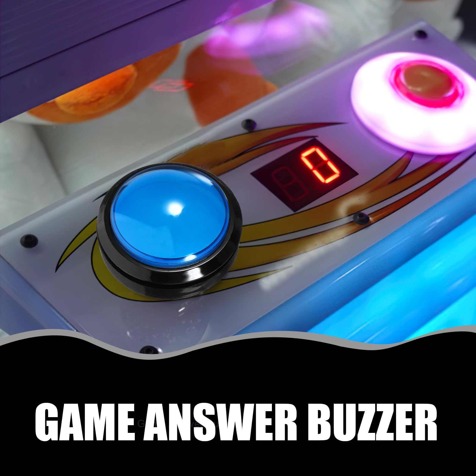Gadpiparty Answer Buzzer Game Set with LED Lights - 100mm Blue Transponder Buzzers for Family Game Night & Trivia Contests (4-Pack)